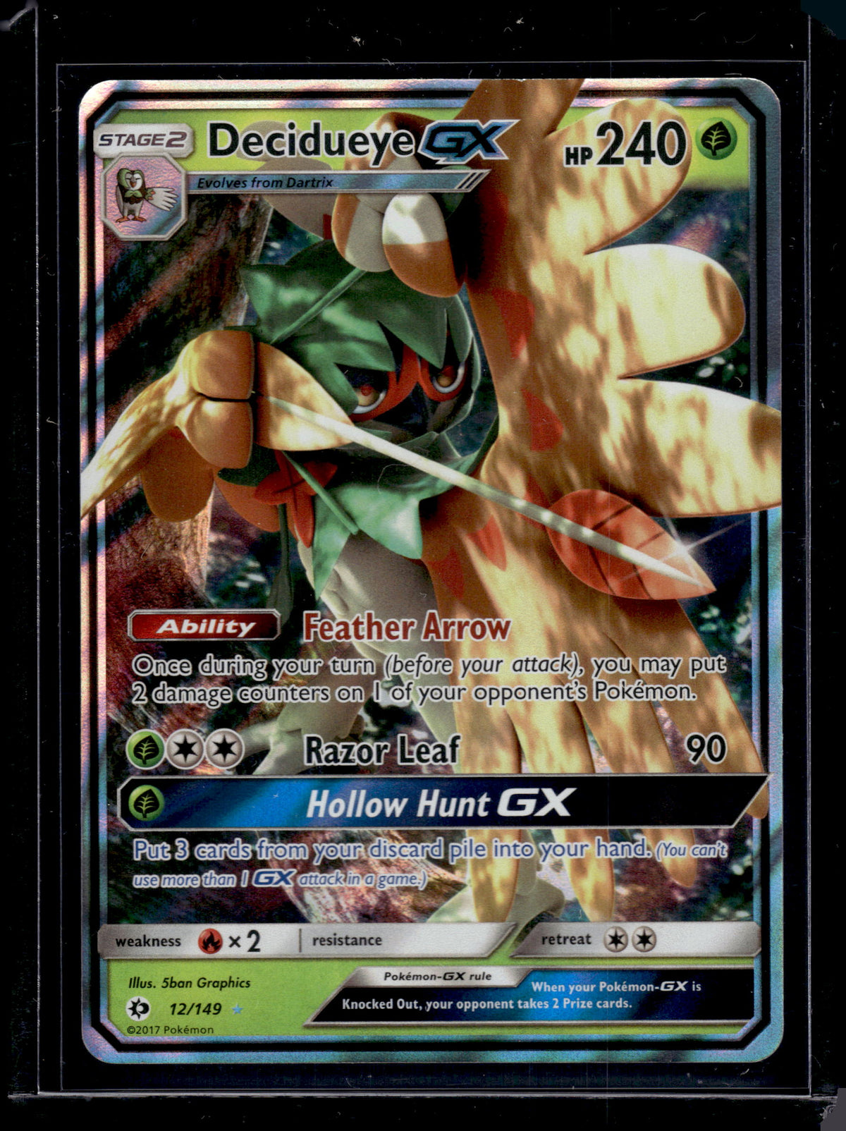 2017 Pokemon Sun & Moon Decidueye GX Holo Rare #12/149