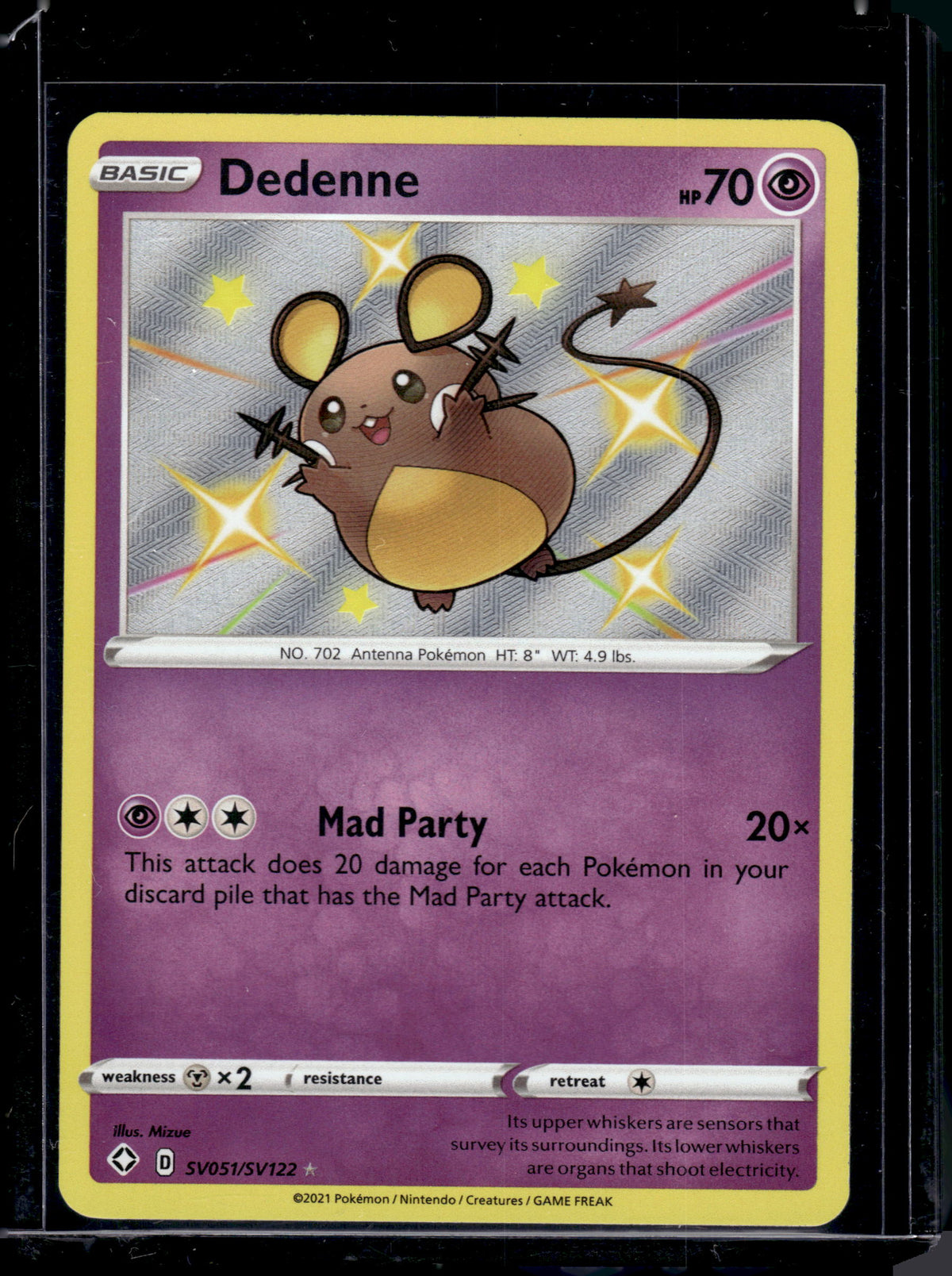 2021 Pokemon Shining Fates Dedenne Holo Rare #SV051/SV122
