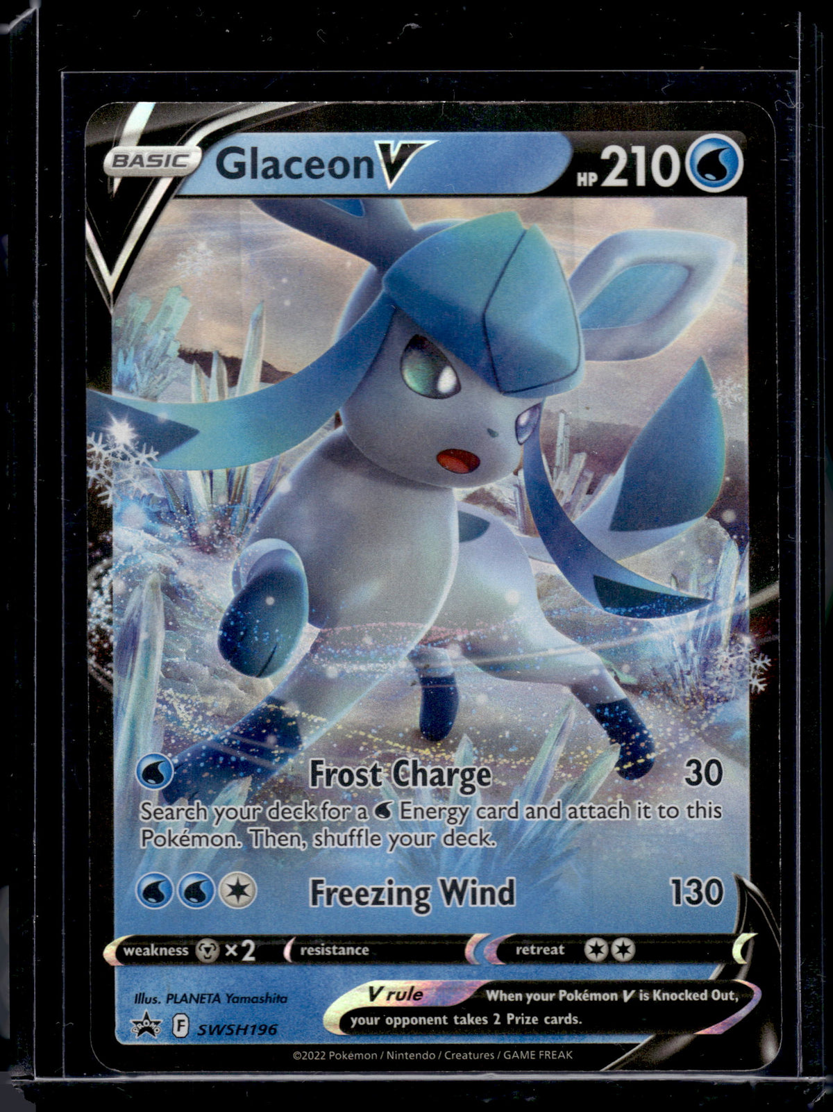 2022 Pokemon Sword & Shield Glaceon V Holo Black Star #SWSH196
