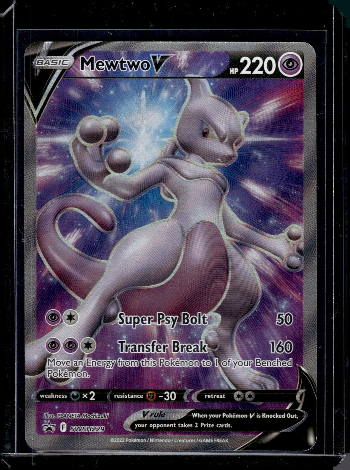 2022 Pokemon Sword & Shield Mewtwo V Holo Black Star #SWSH229