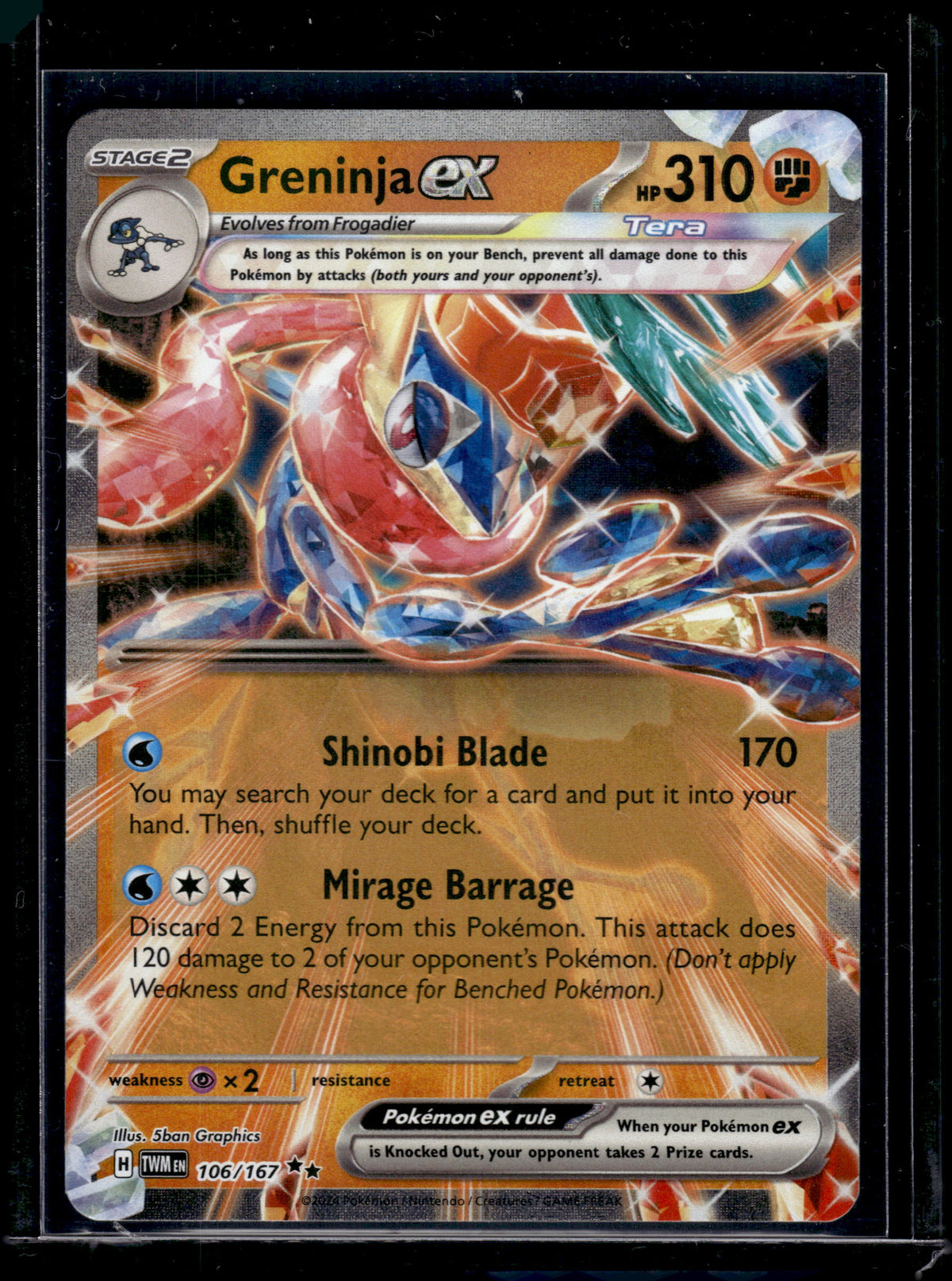 2024 Pokemon Twilight Masquerade Greninja EX Holo Double Rare #106/167