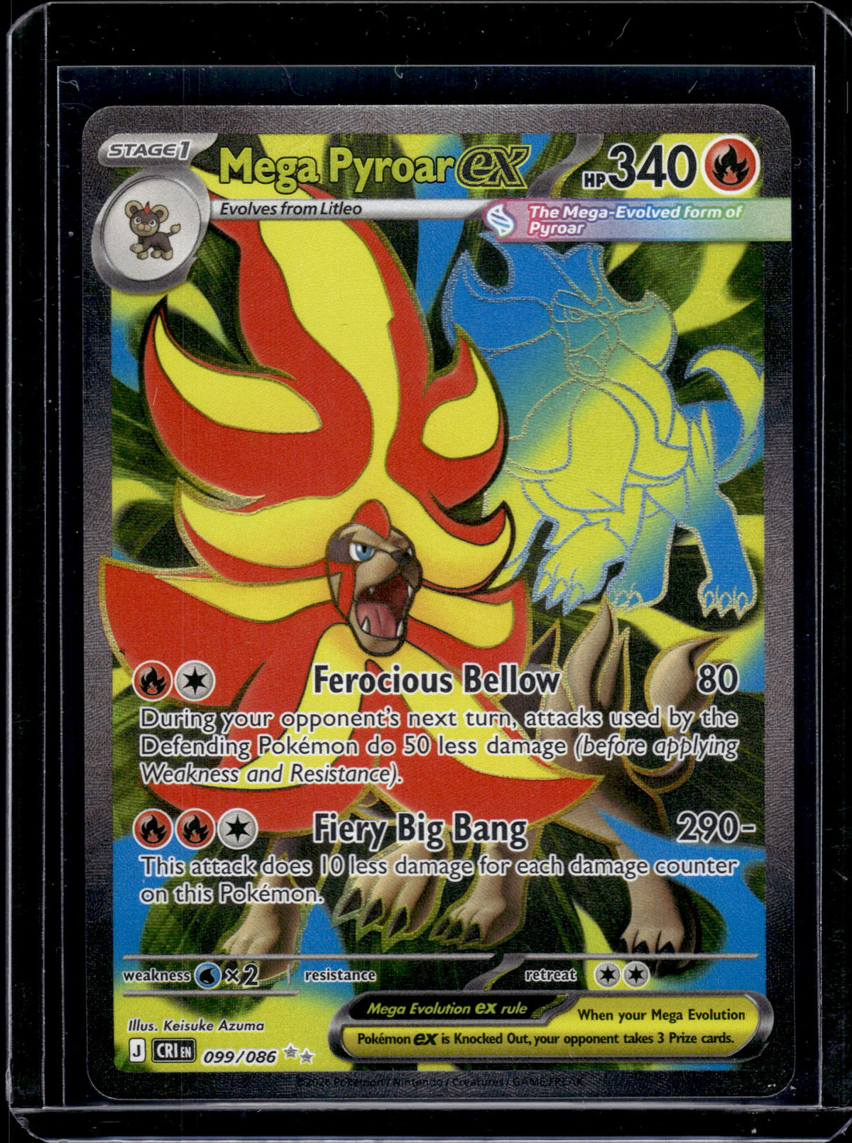 2026 Pokemon Chaos Rising Mega Pyroar EX Holo Ultra Rare #099/086