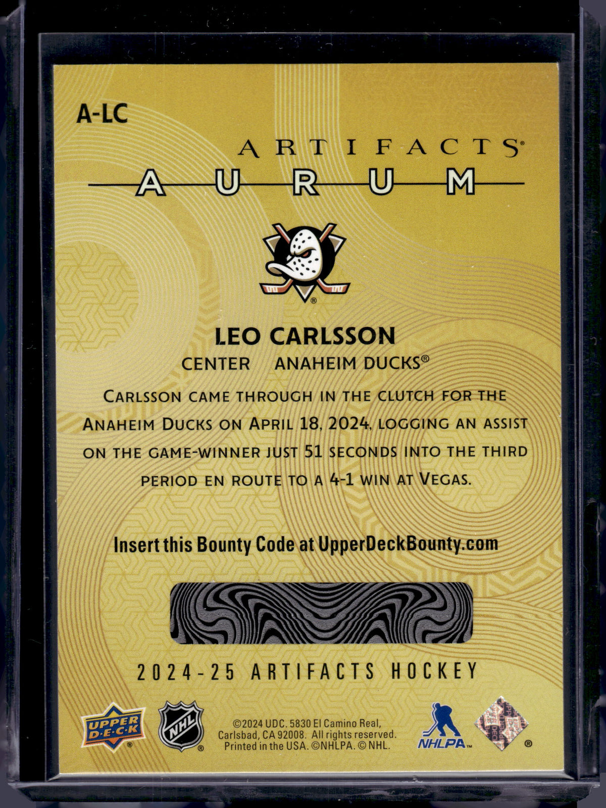 2024 Upper Deck Artifacts Aurum Leo Carlsson #A-LC
