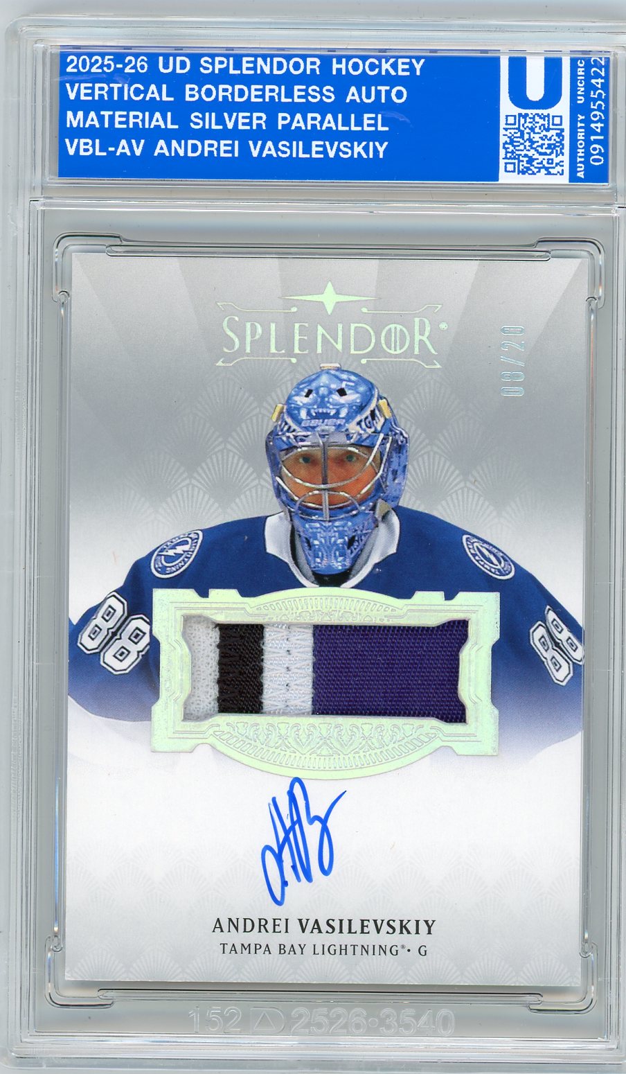 2025 Upper Deck Splendor Hockey Andrei Vasilevskiy #VBL-AV Silver /20