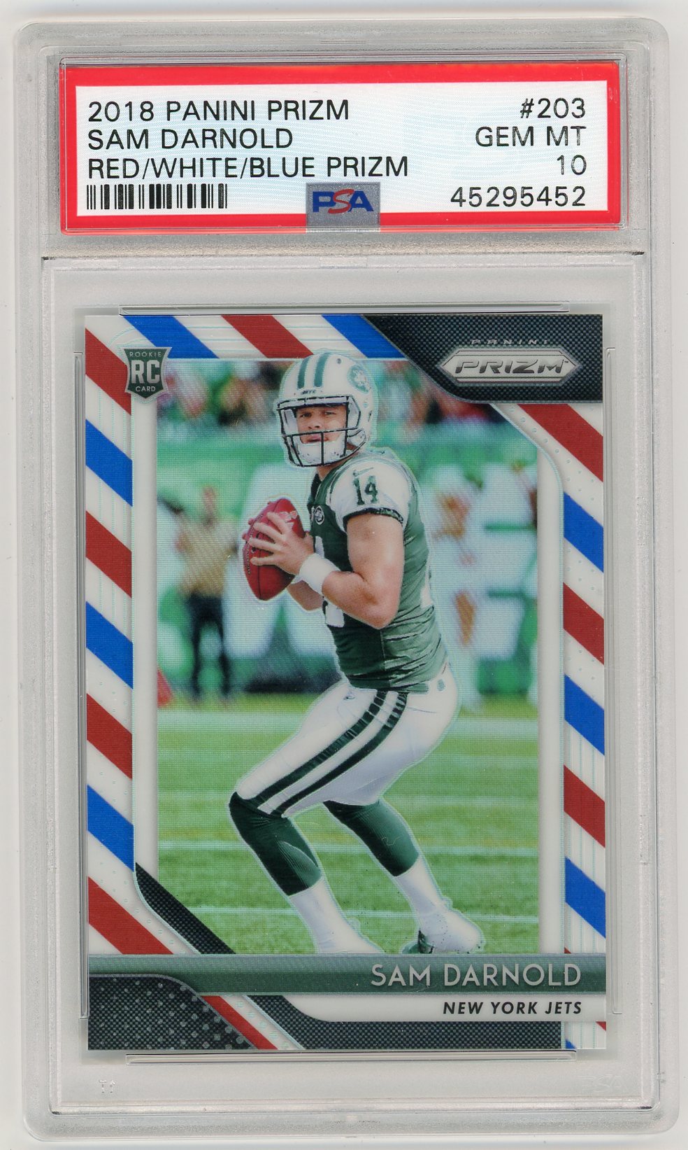 2018 Panini Prizm Sam Darnold #203 Red White Blue PSA 10