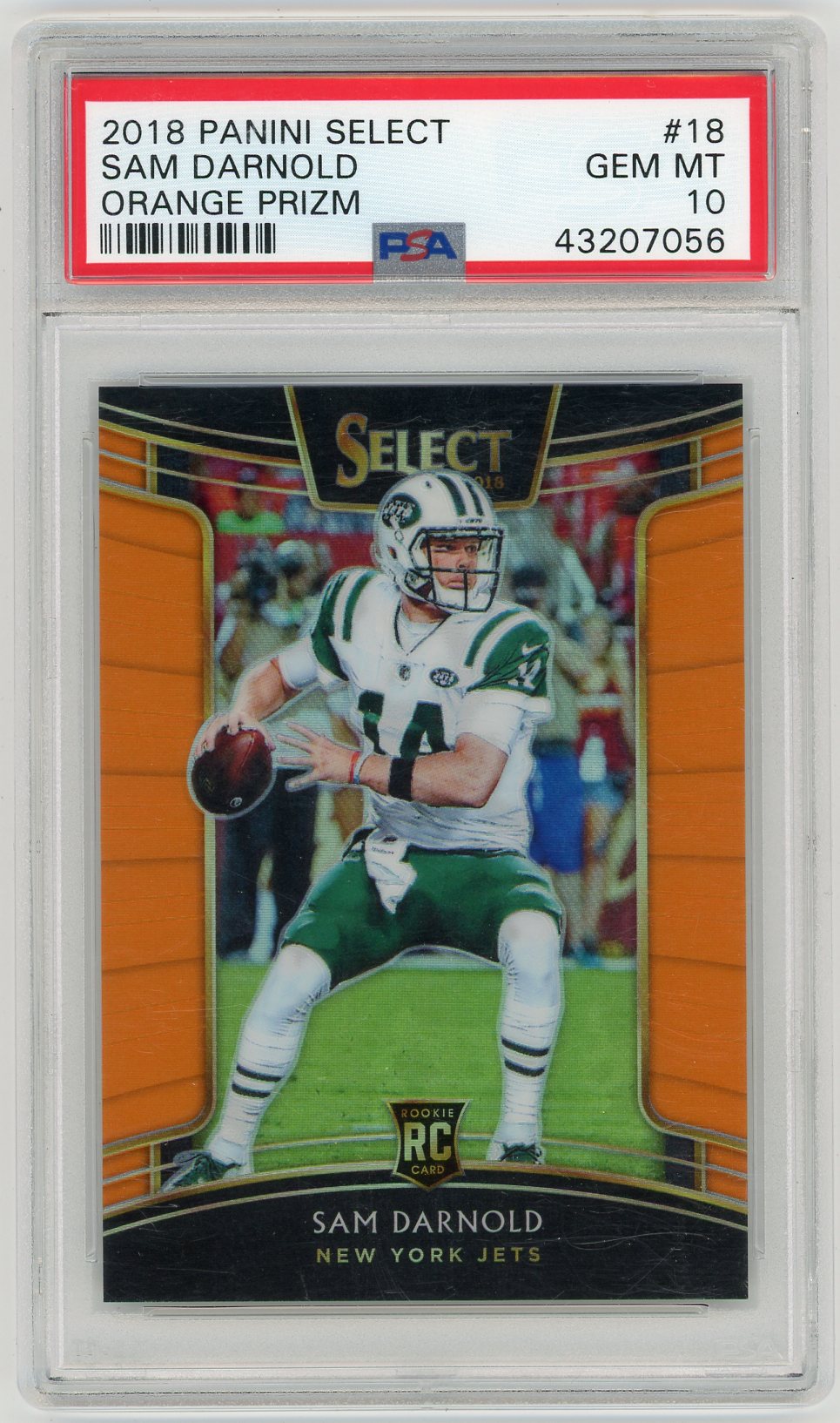 2018 Panini Select Sam Darnold #18 Orange Prizm PSA 10