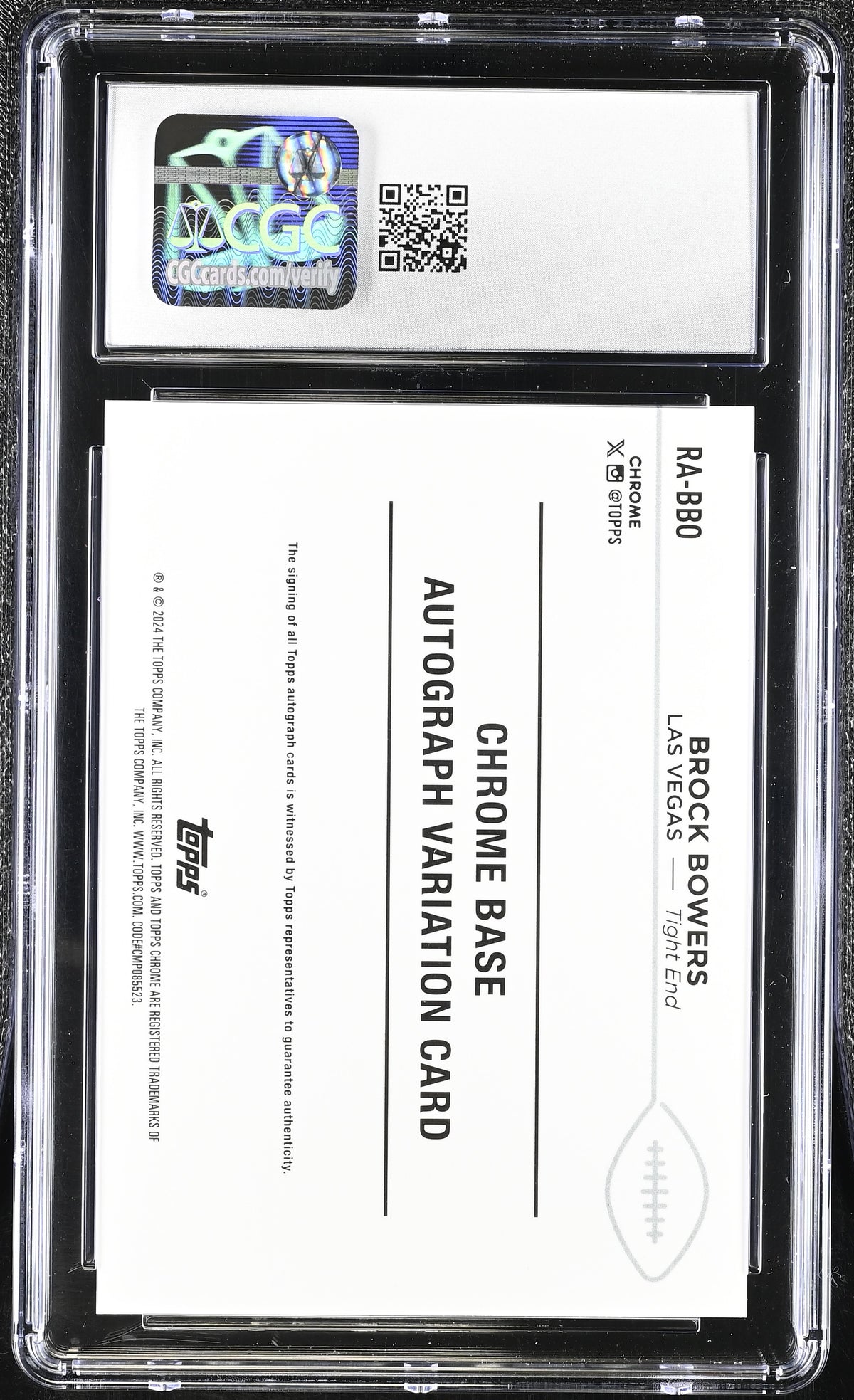 2024 Topps Chrome Sapphire Brock Bowers #RA-BBO Orange /25 Auto CGC 9 Auto 10