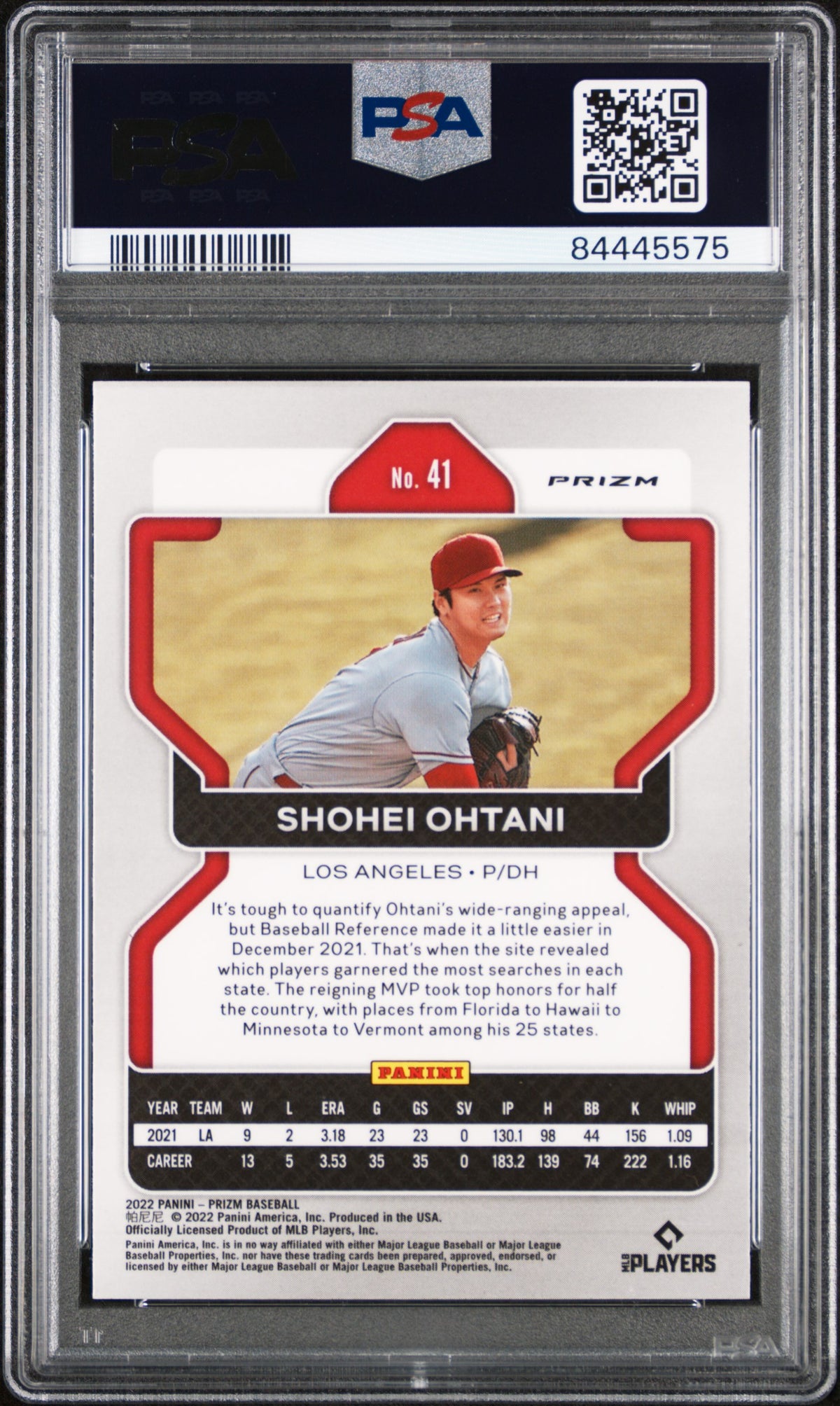 2022 Panini Prizm Shohei Ohtani #41 White Wave PSA 9