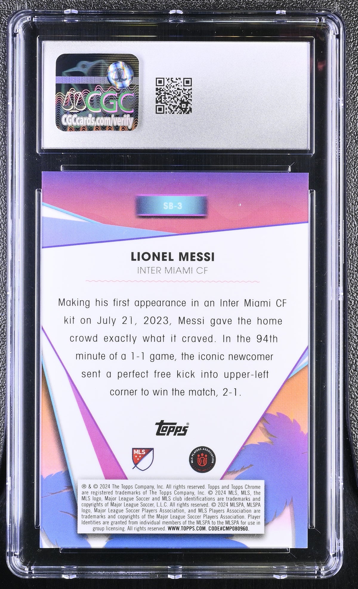 2024 Topps Chrome MLS Lionel Messi #SB-3 South Beach Superstar CGC 9