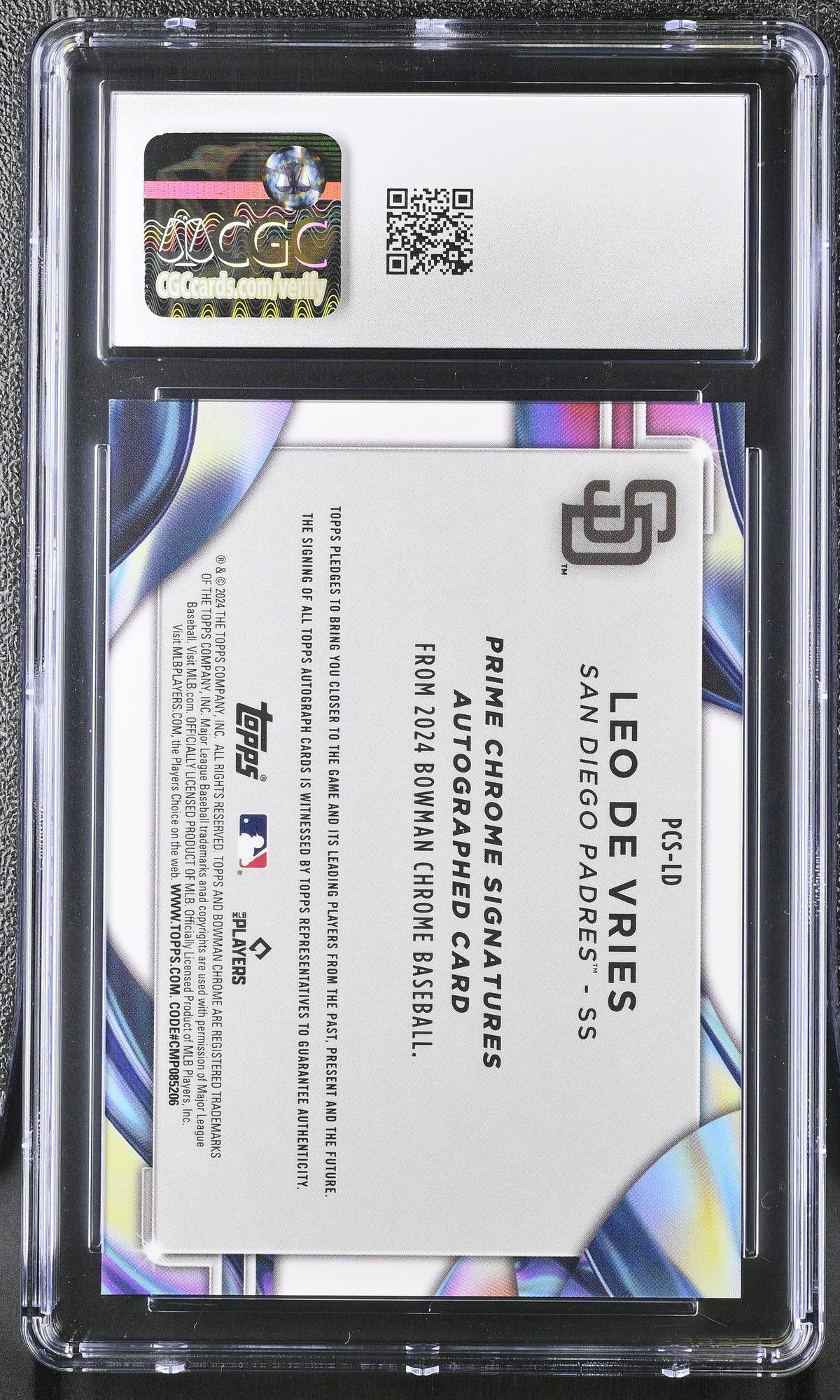 2024 Bowman Chrome Leo De Vries #PCS-LD Orange /25 Prime Chrome CGC 10 Auto 10