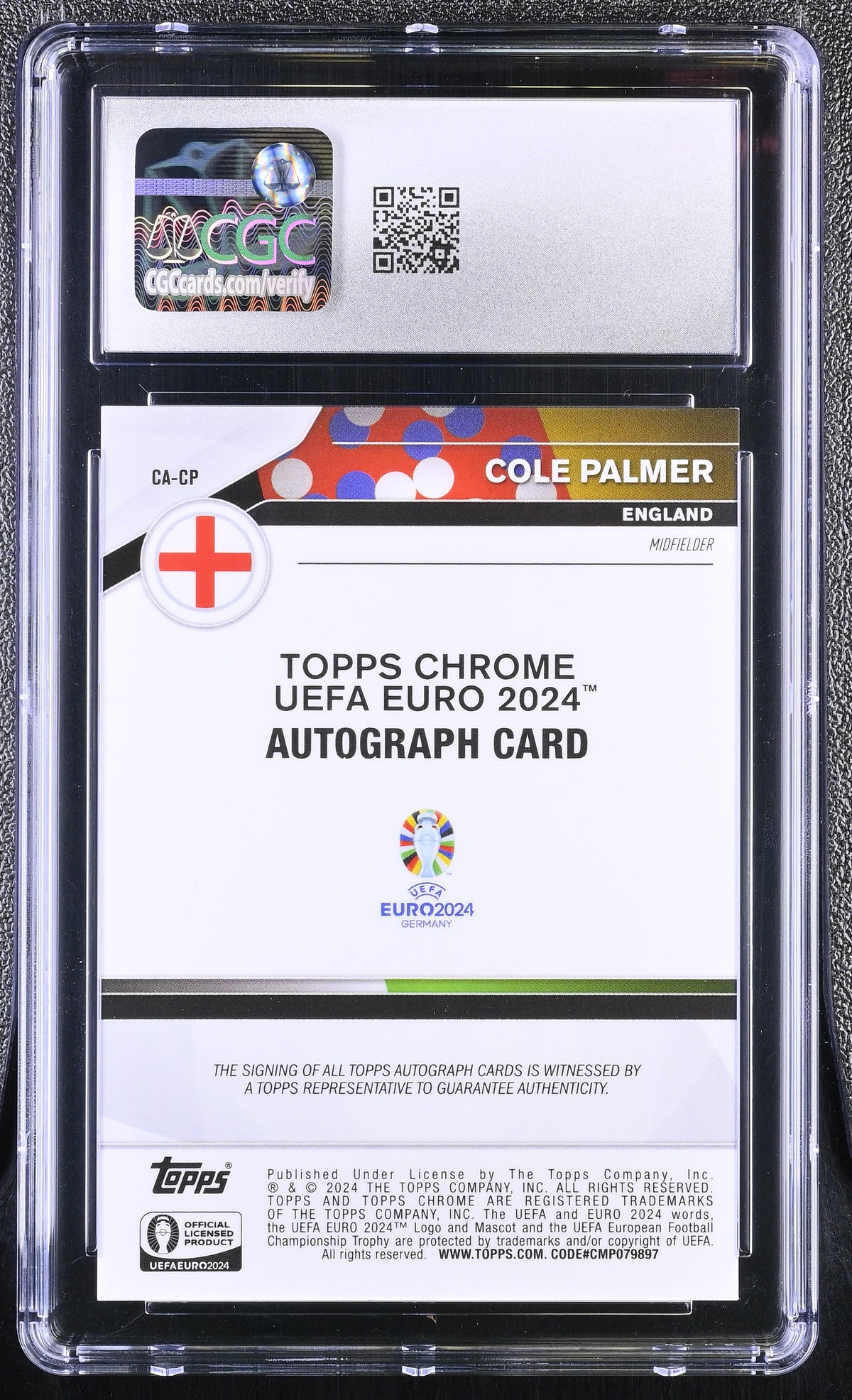 2024 Topps Chrome UEFA Euro Cole Palmer #CA-CP Autographs CGC 9 Auto 10