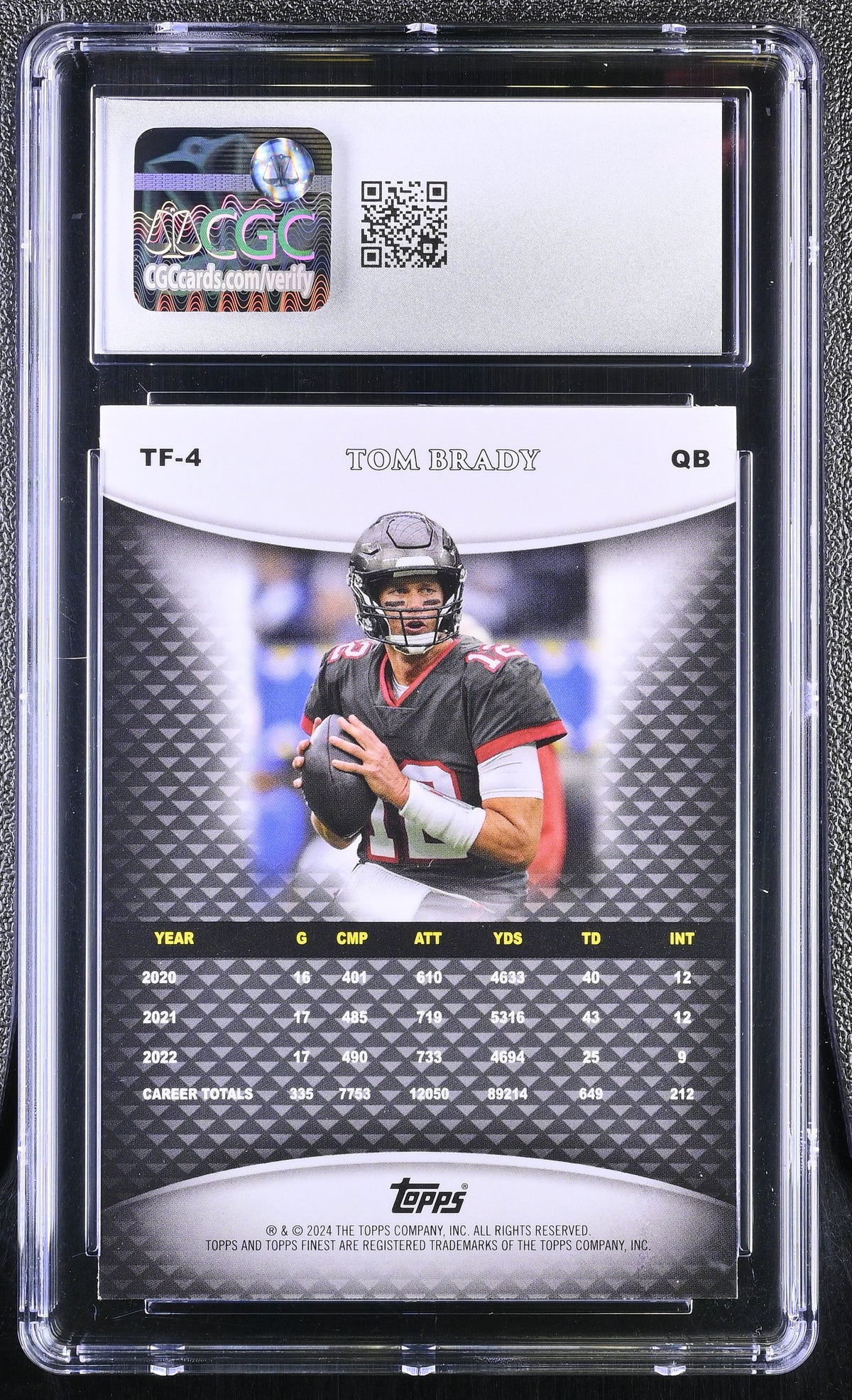 2024 Topps Finest Tom Brady #TF-4 Blue Refractor /99 Team Finest CGC 10 POP 1