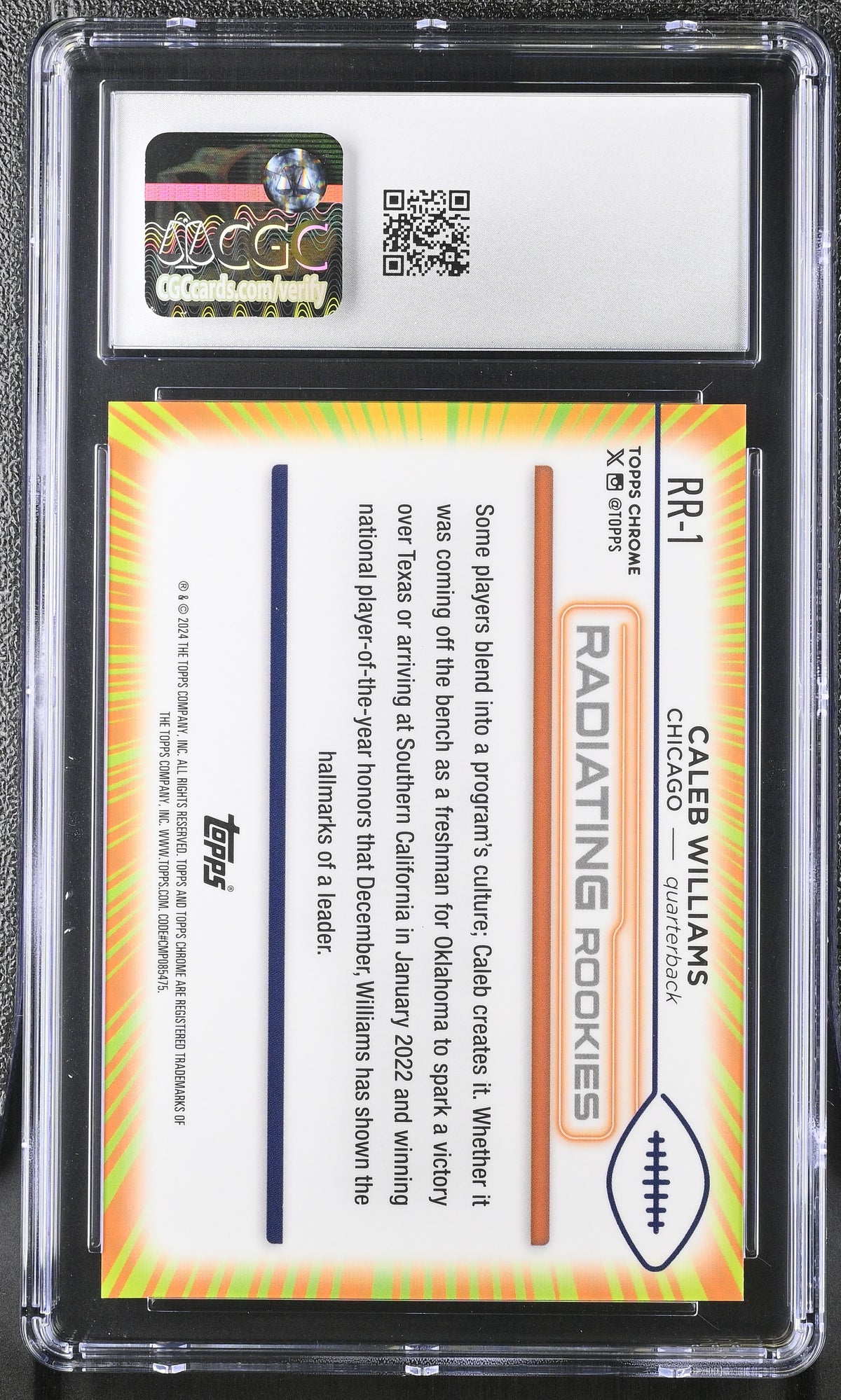 2024 Topps Chrome Caleb Williams #RR-1 Radiating Rookies CGC 10