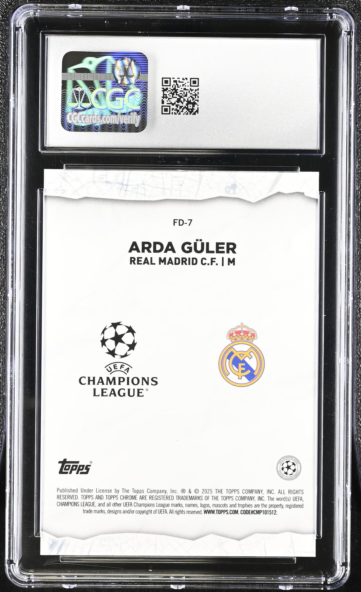 2024-25 Topps Chrome UEFA CC Arda Guler #FD-7 Gold Refractor /50 CGC 10
