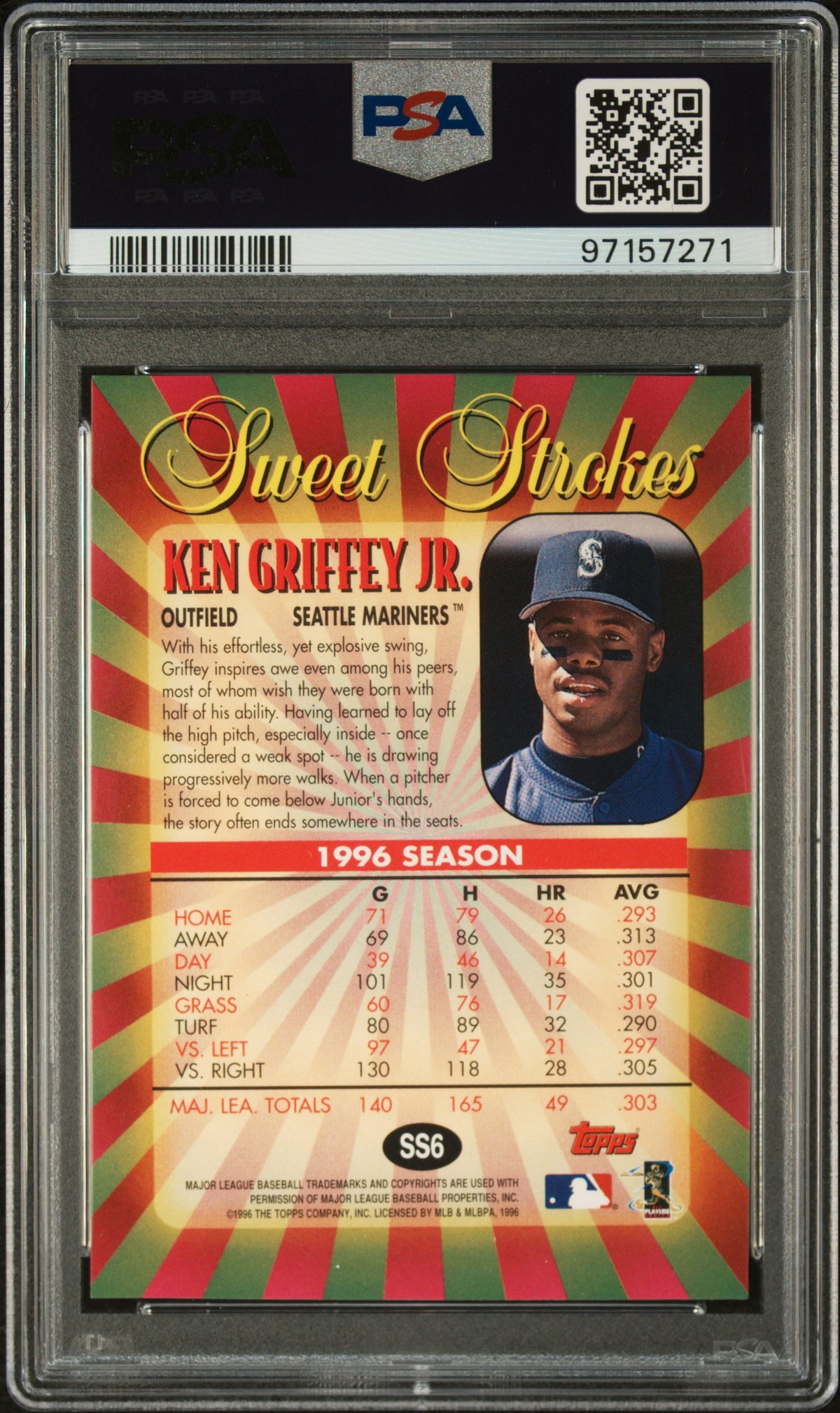 1997 Topps Sweet Strokes Ken Griffey JR. #SS6 PSA 9