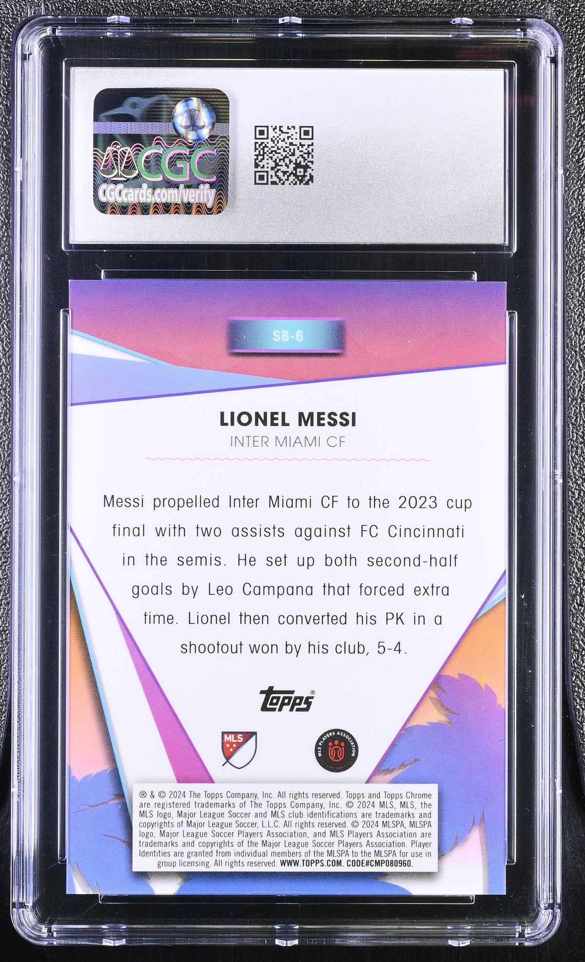 2024 Topps Chrome MLS Lionel Messi #SB-6 South Beach Superstar CGC 9