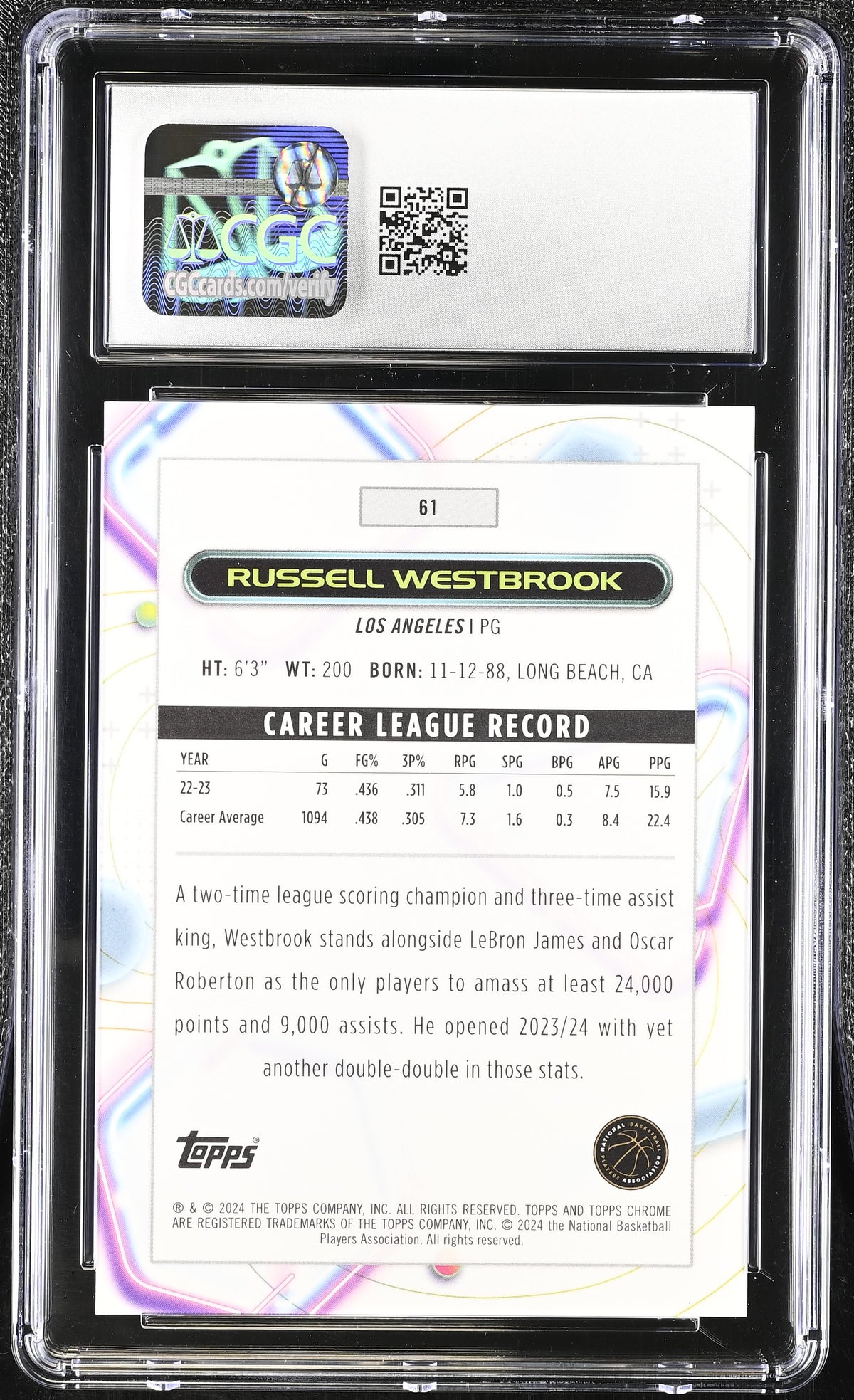 2023-24 Topps Cosmic Chrome Russell Westbrook #61 Orange Galactic /25 CGC 10