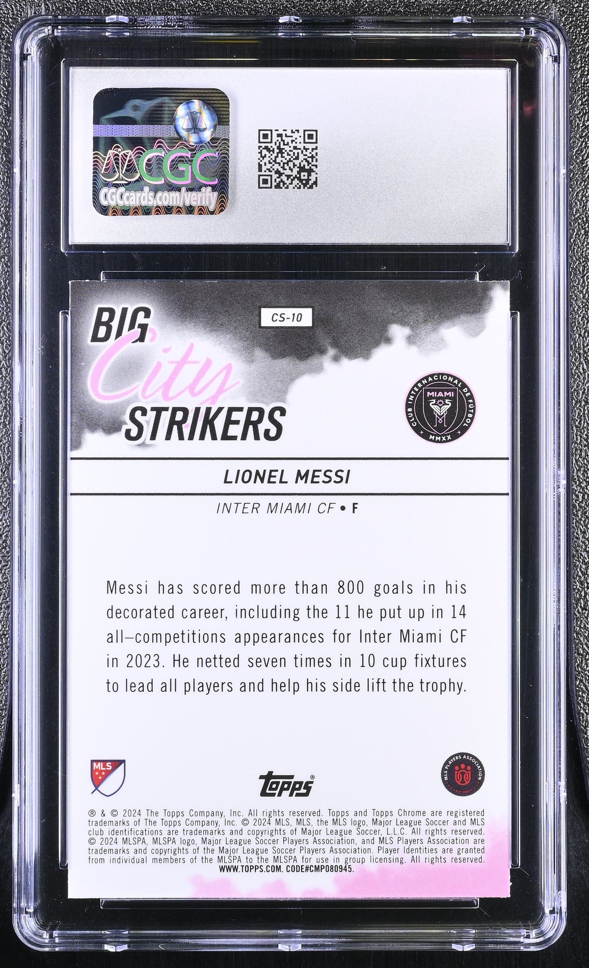 2024 Topps Chrome MLS Lionel Messi #CS-10 Big City Strikers CGC 10