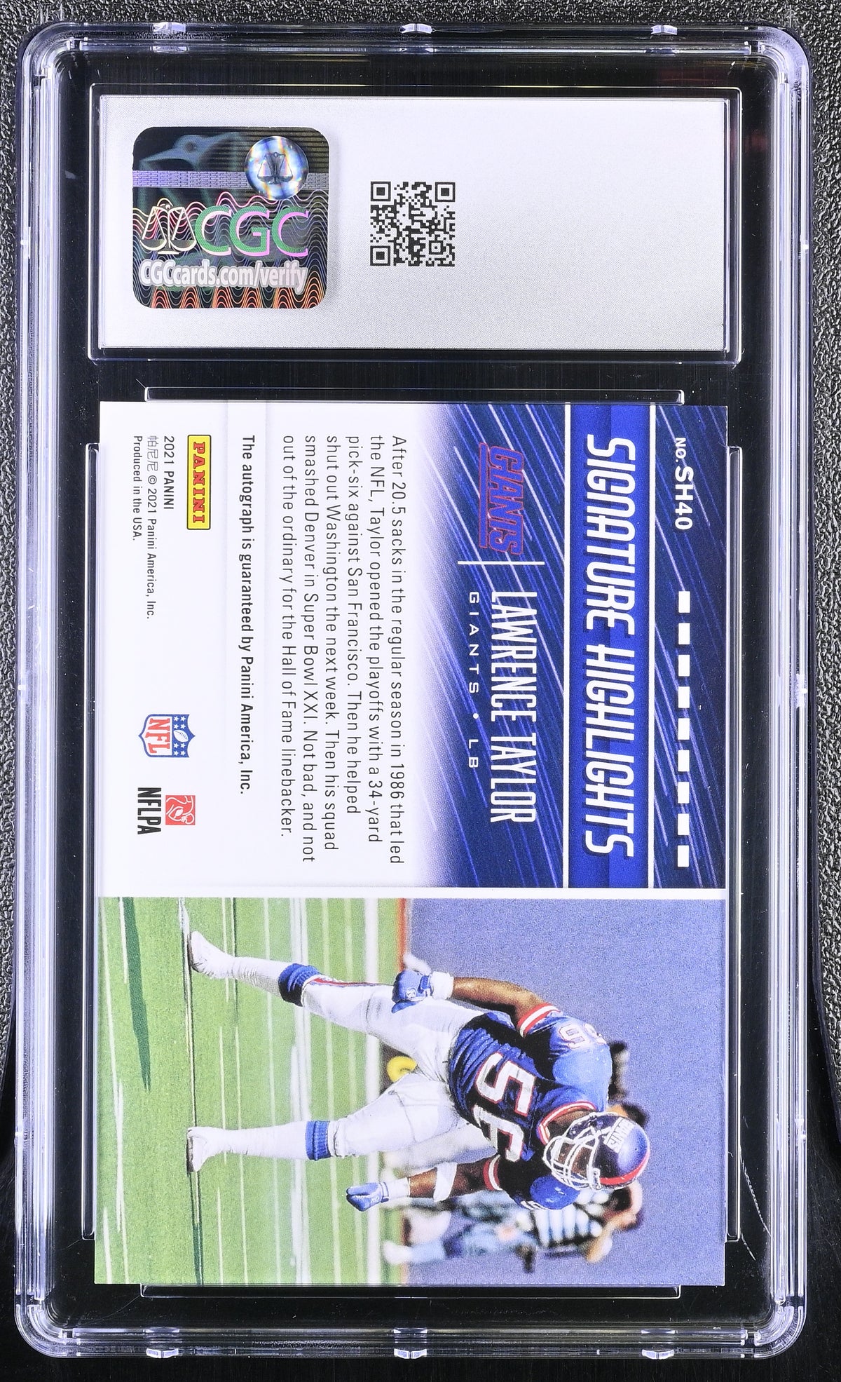 2021 Donruss Lawrence Taylor #SH40 Signature Highlights CGC 10 Auto 10