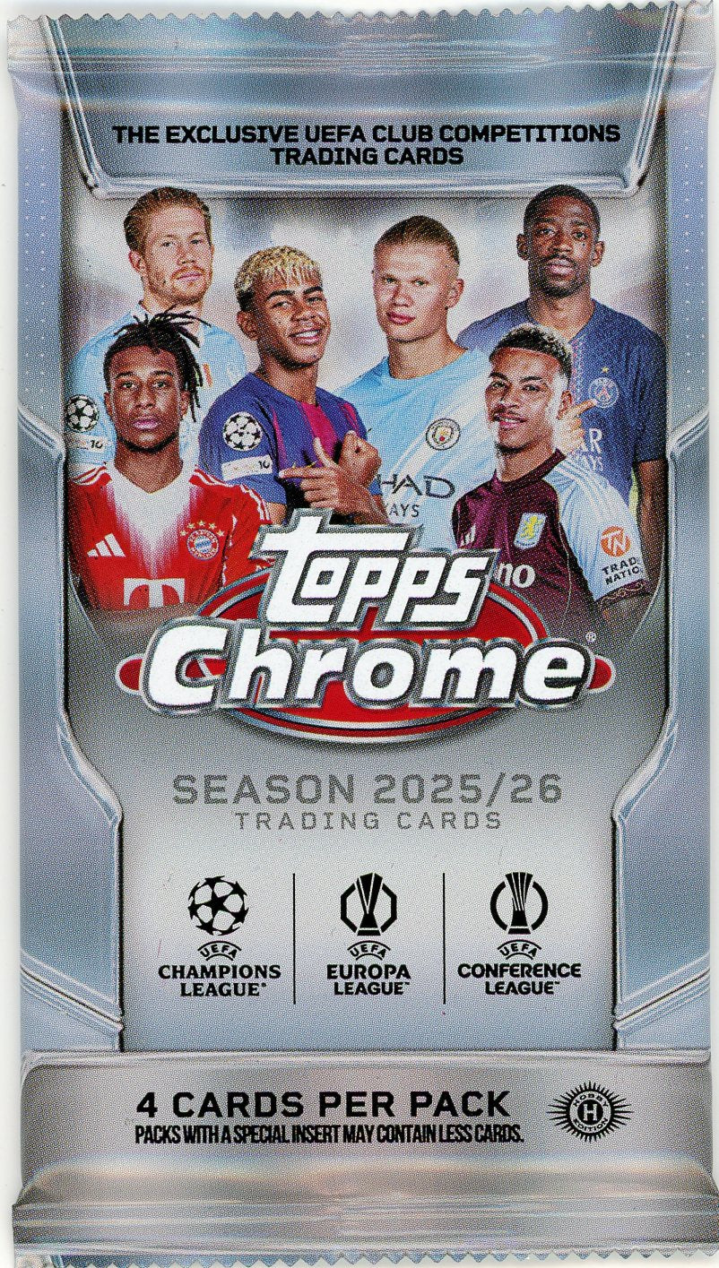 2025-26 Topps Chrome UEFA Club Competitions Soccer Hobby Pack