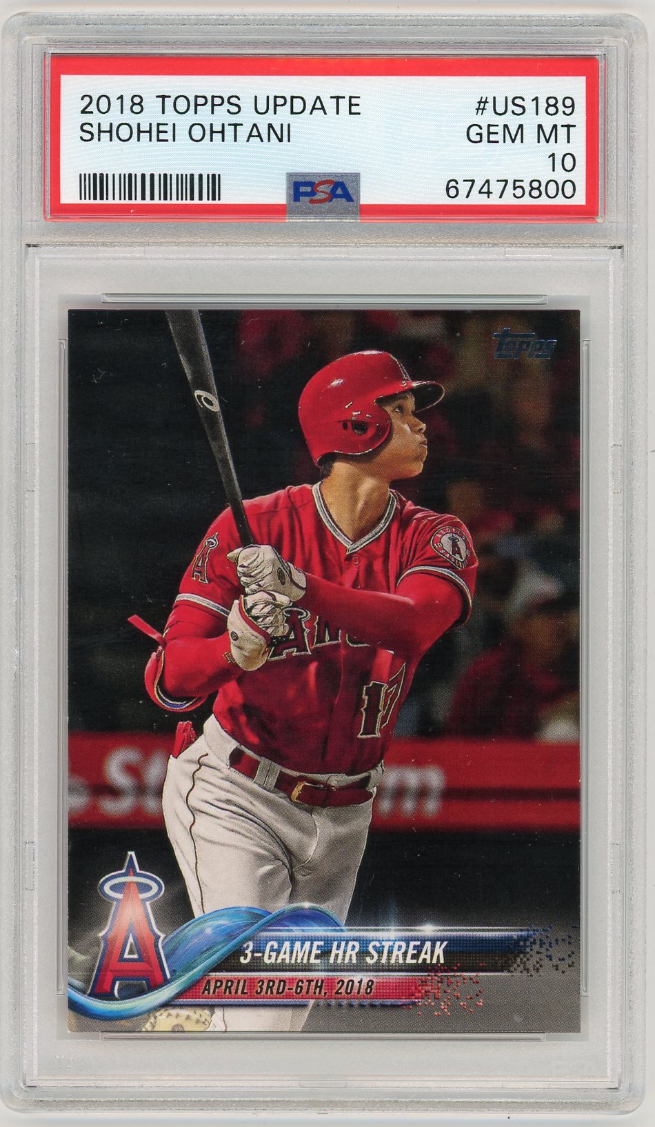 2018 Topps Update Shohei Ohtani #US189 PSA 10