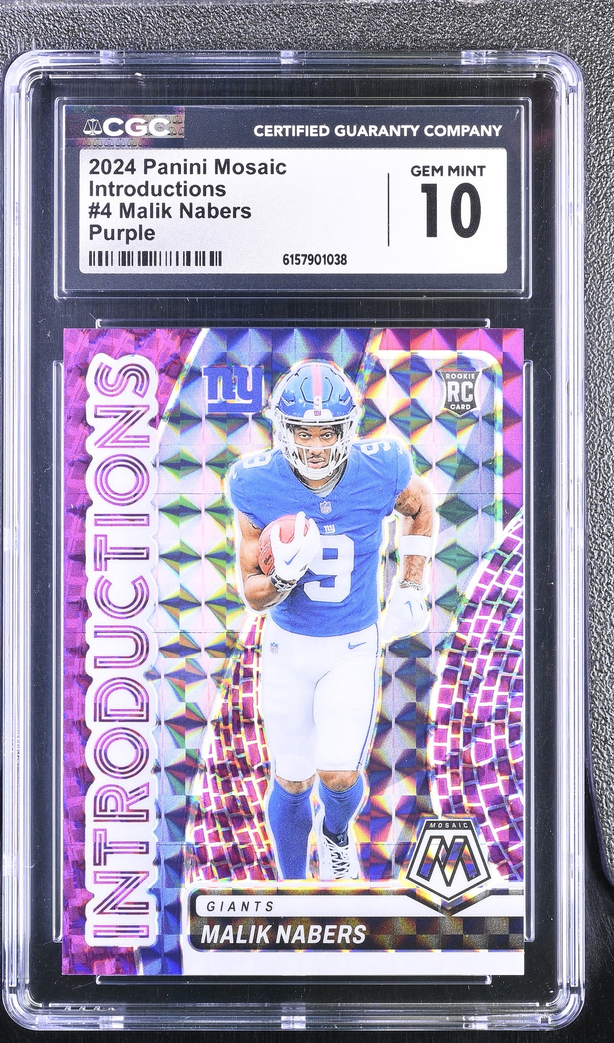 2024 Panini Mosaic Malik Nabers #4 Purple Introductions CGC 10