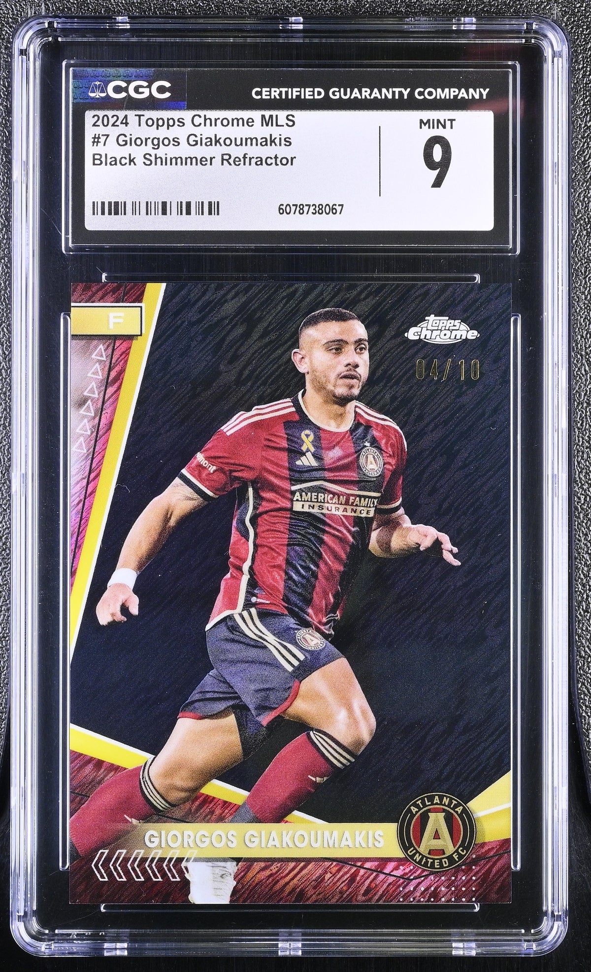 2024 Topps Chrome MLS Giorgos Giakoumakis #7 Black Shimmer Refractor /10 CGC 9