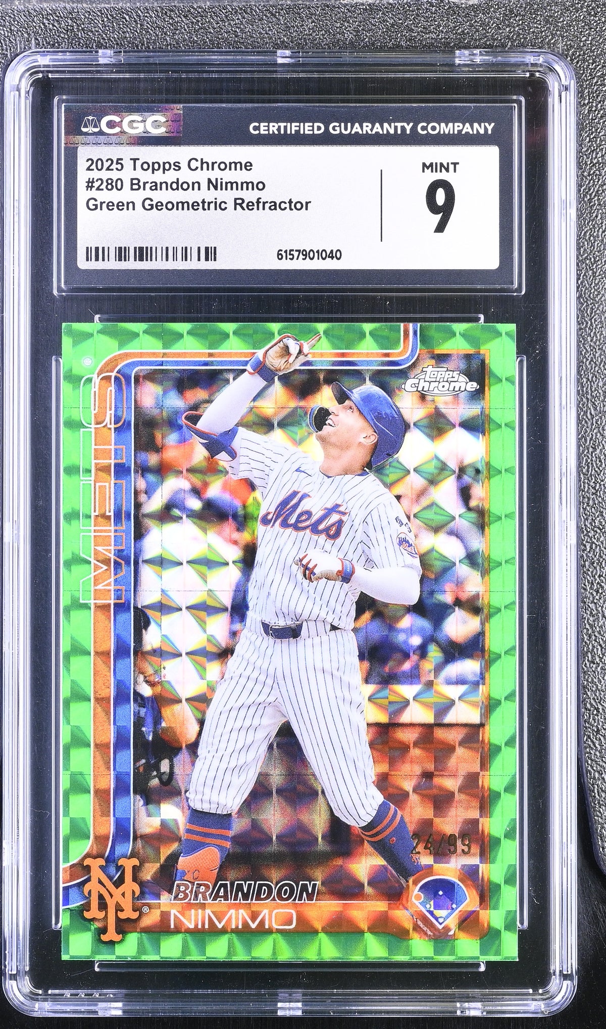 2025 Topps Chrome Brandon Nimmo #280 Green Geometric Refractor /99 CGC 9