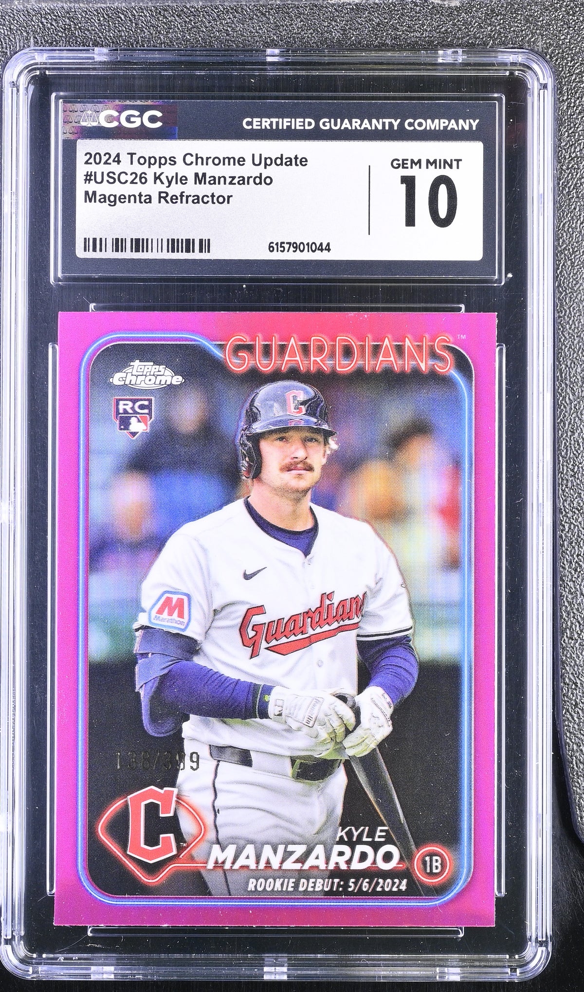 2024 Topps Chrome Update Kyle Manzardo #USC26 Magenta Refractor /399 CGC 10