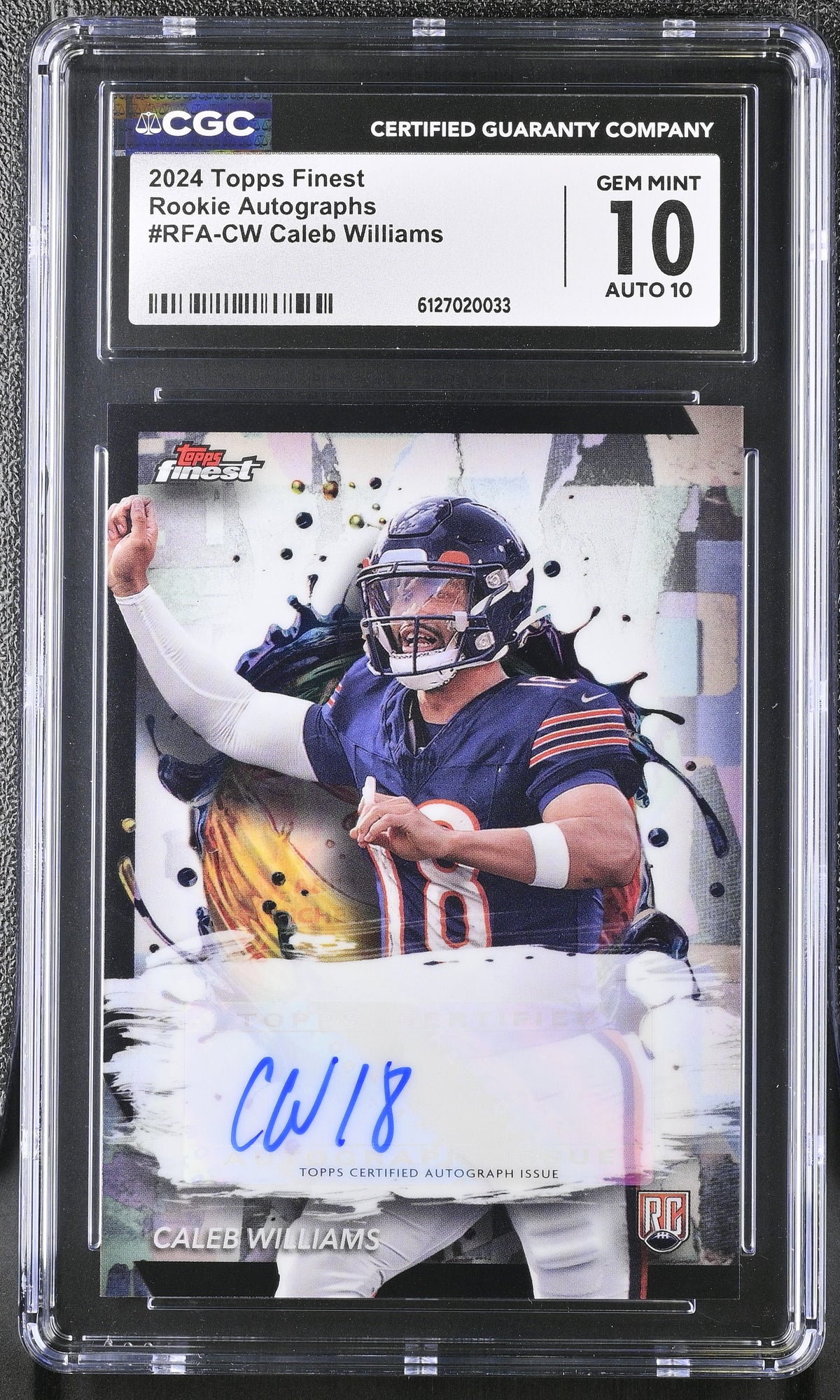 2024 Topps Finest Caleb Williams #RFA-CW Rookie Autographs CGC 10 Auto 10