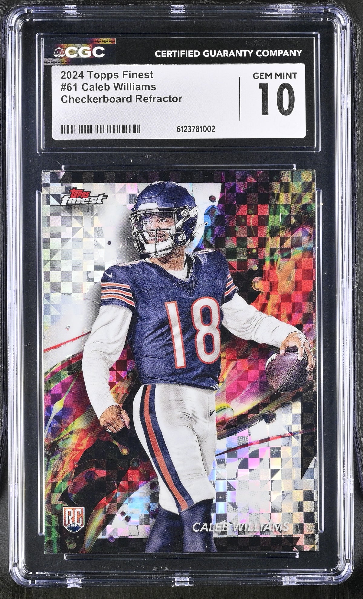 2024 Topps Finest Caleb Williams #61 Checkerboard Refractor CGC 10