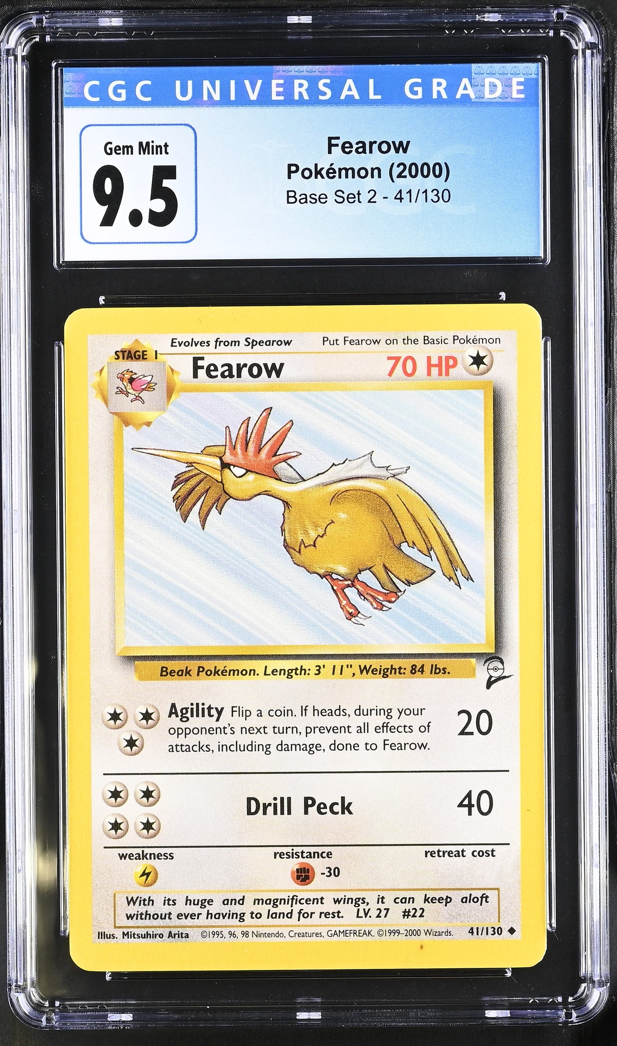 2000 Pokemon Base Set 2 Fearow 41/130 CGC 10 #41/130