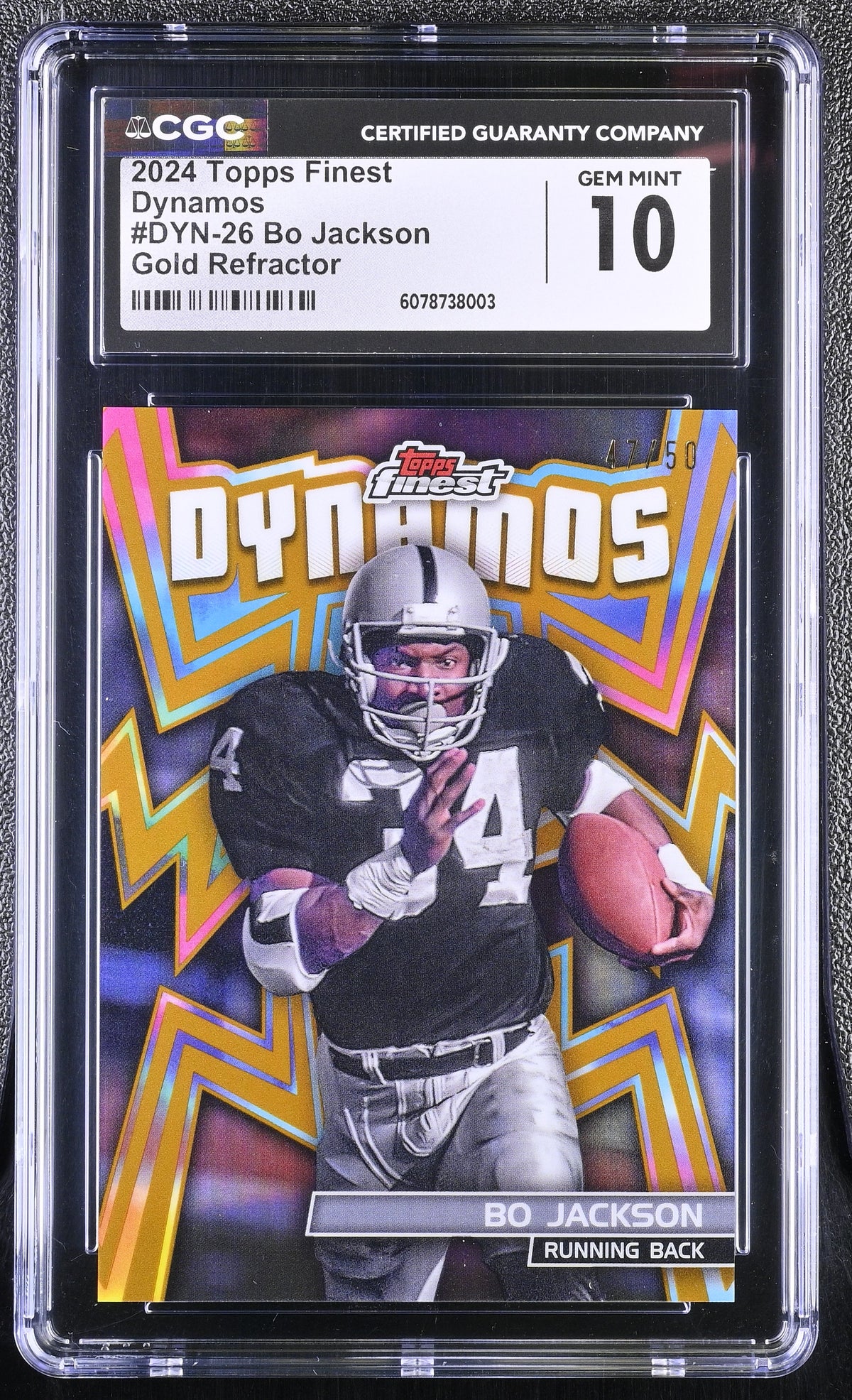 2024 Topps Finest Bo Jackson #DYN-26 Gold Refractor Dynamos CGC 10