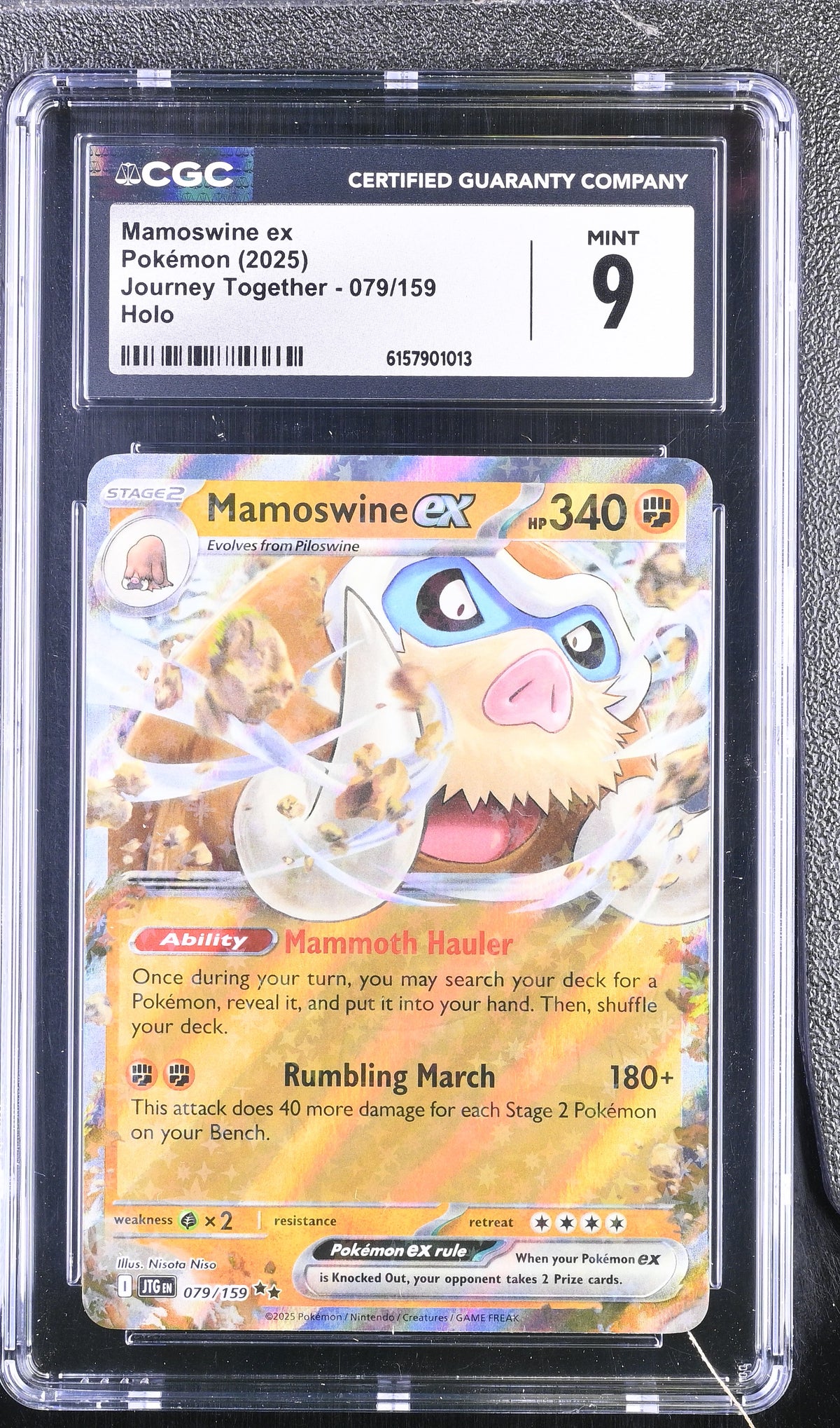 2025 Pokemon Journey Together Mamoswine ex Holo 079/159 CGC 9 #079/159