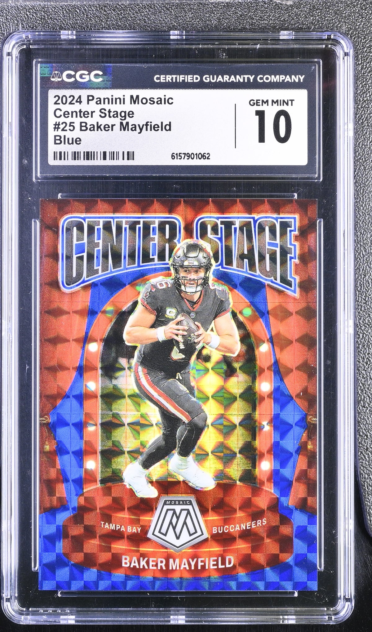 2024 Panini Mosaic Baker Mayfield #25 Blue Center Stage CGC 10