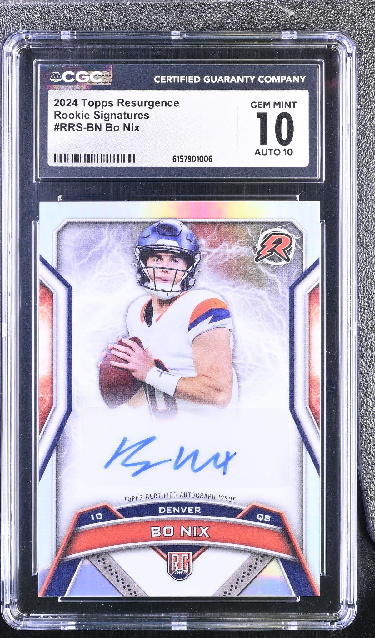 2024 Topps Resurgence Bo Nix #RRS-BN Rookie Signatures CGC 10 Auto 10