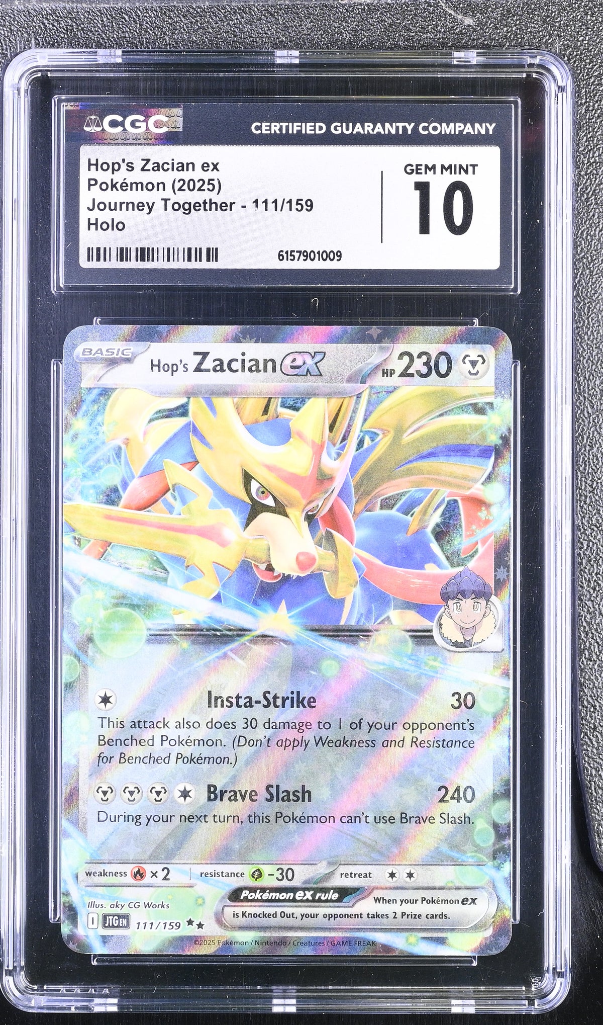 2025 Pokemon Journey Together Hop's Zacian ex Holo 111/159 CGC 10 #111/159