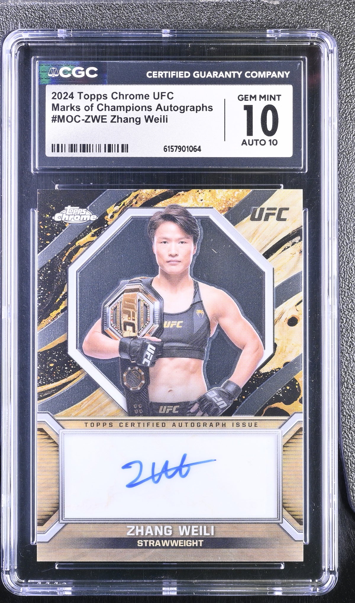 2024 Topps Chrome UFC Zhang Weili #MOC-ZWE Marks of Champions Auto CGC 10/10