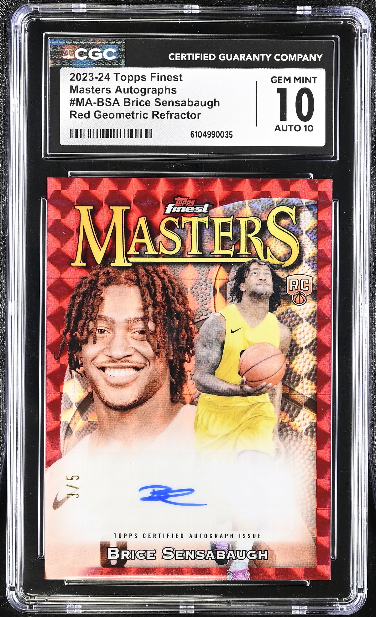 2023-24 Topps Finest Brice Sensabaugh #MA-BSA Red /5 Masters Auto CGC 10 Auto 10