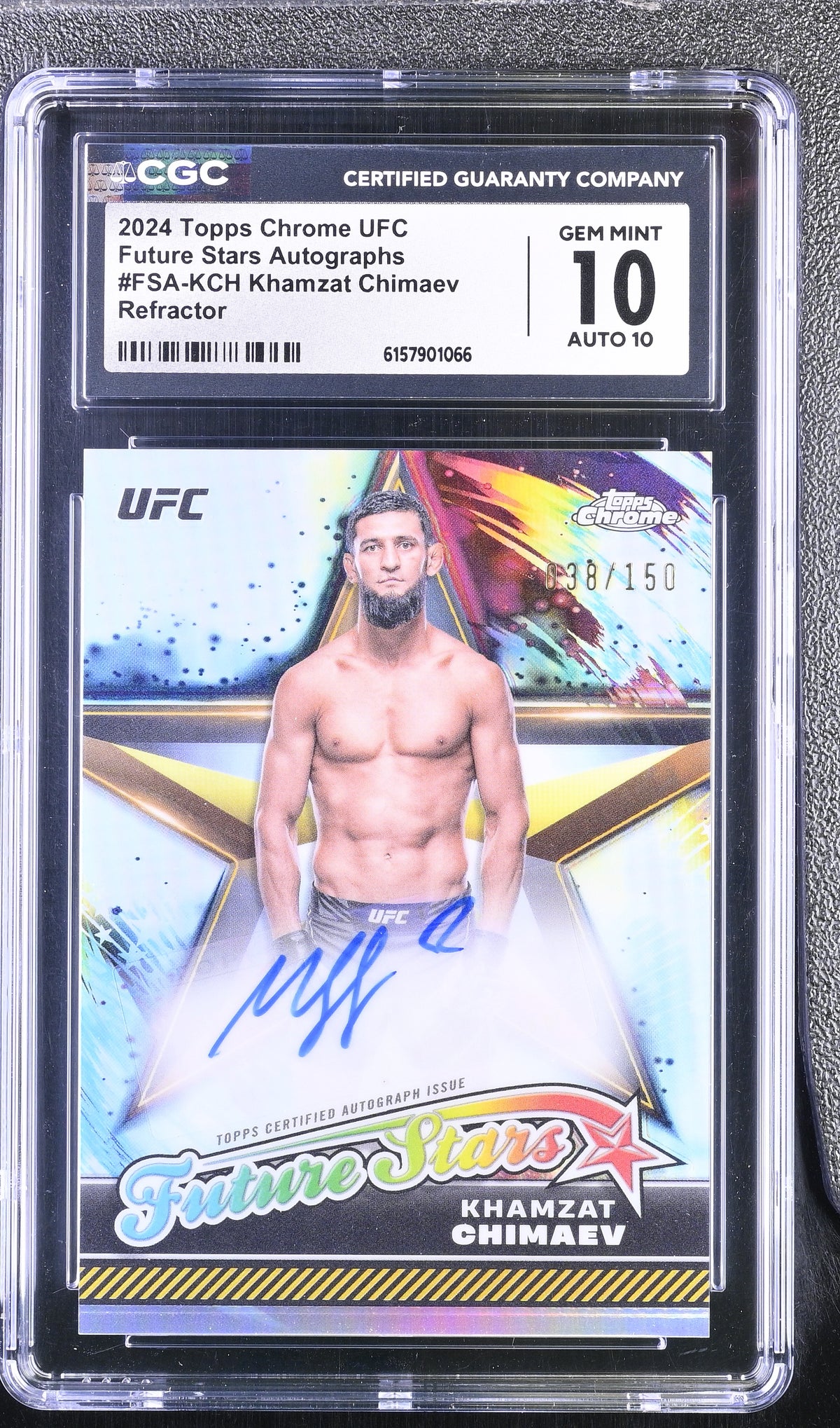 2024 Topps Chrome UFC Khamzat Chimaev #FSA-KCH /150 Future Stars Auto CGC 10