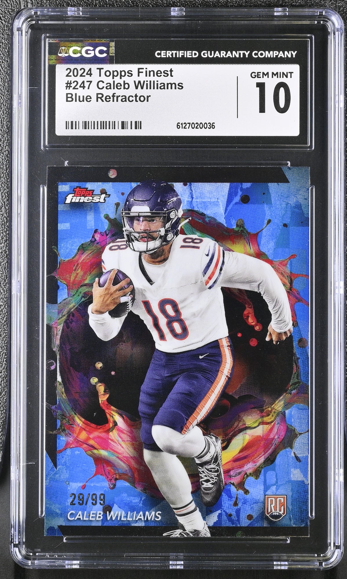 2024 Topps Finest Caleb Williams #247 Blue Refractor /99 CGC 10