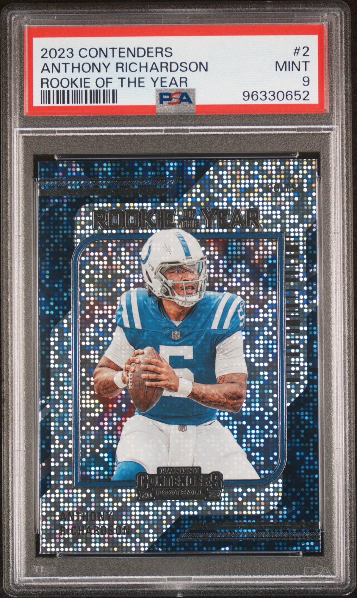 2023 Panini Contenders Rookie Of The Year Contenders Anthony Richardson #2 PSA 9
