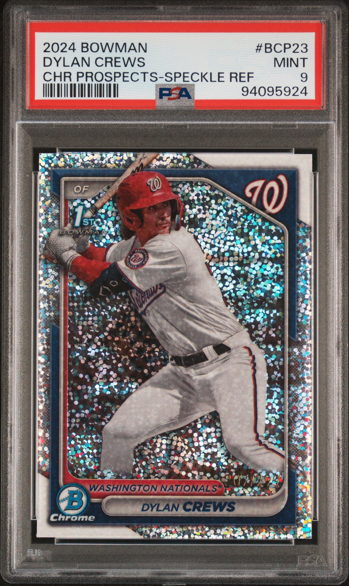 2024 Bowman Chrome Prospects Dylan Crews #BCP23 Speckle Ref PSA 9