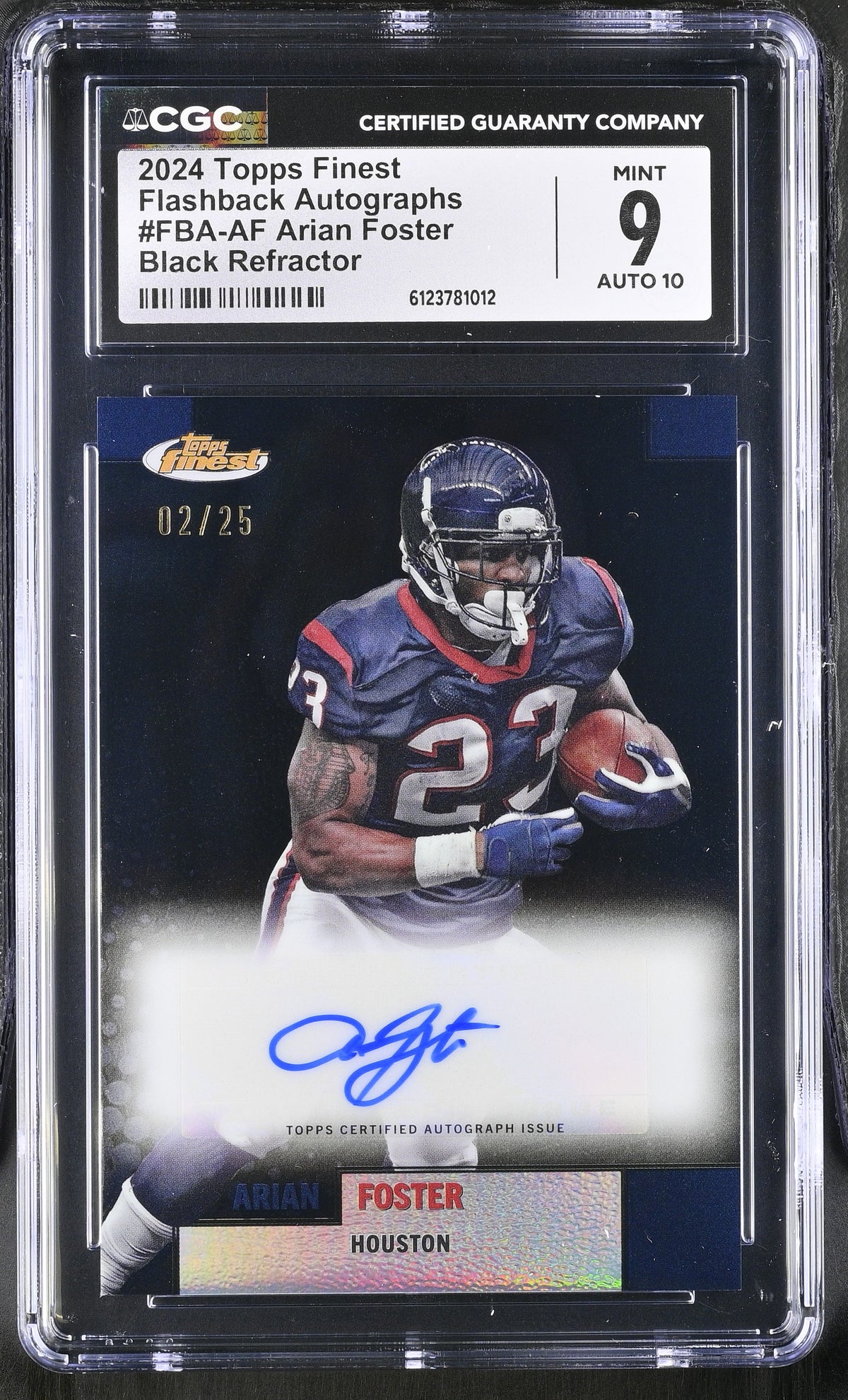2024 Topps Finest Arian Foster #FBA-AF Black Refractor /25 Flashback Autographs CGC 9 Auto 10