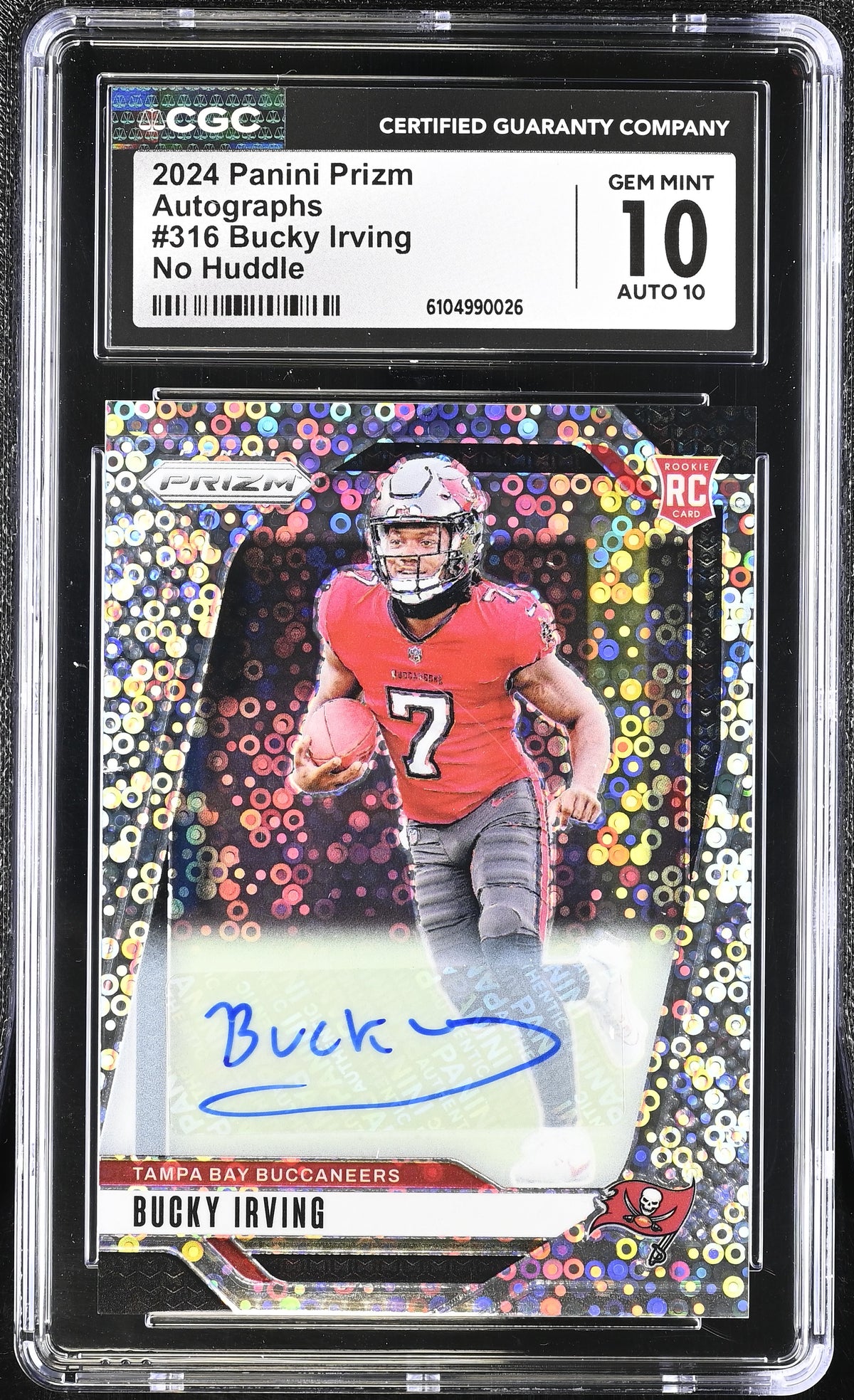 2024 Panini Prizm Bucky Irving #316 No Huddle Autographs CGC 10 Auto 10