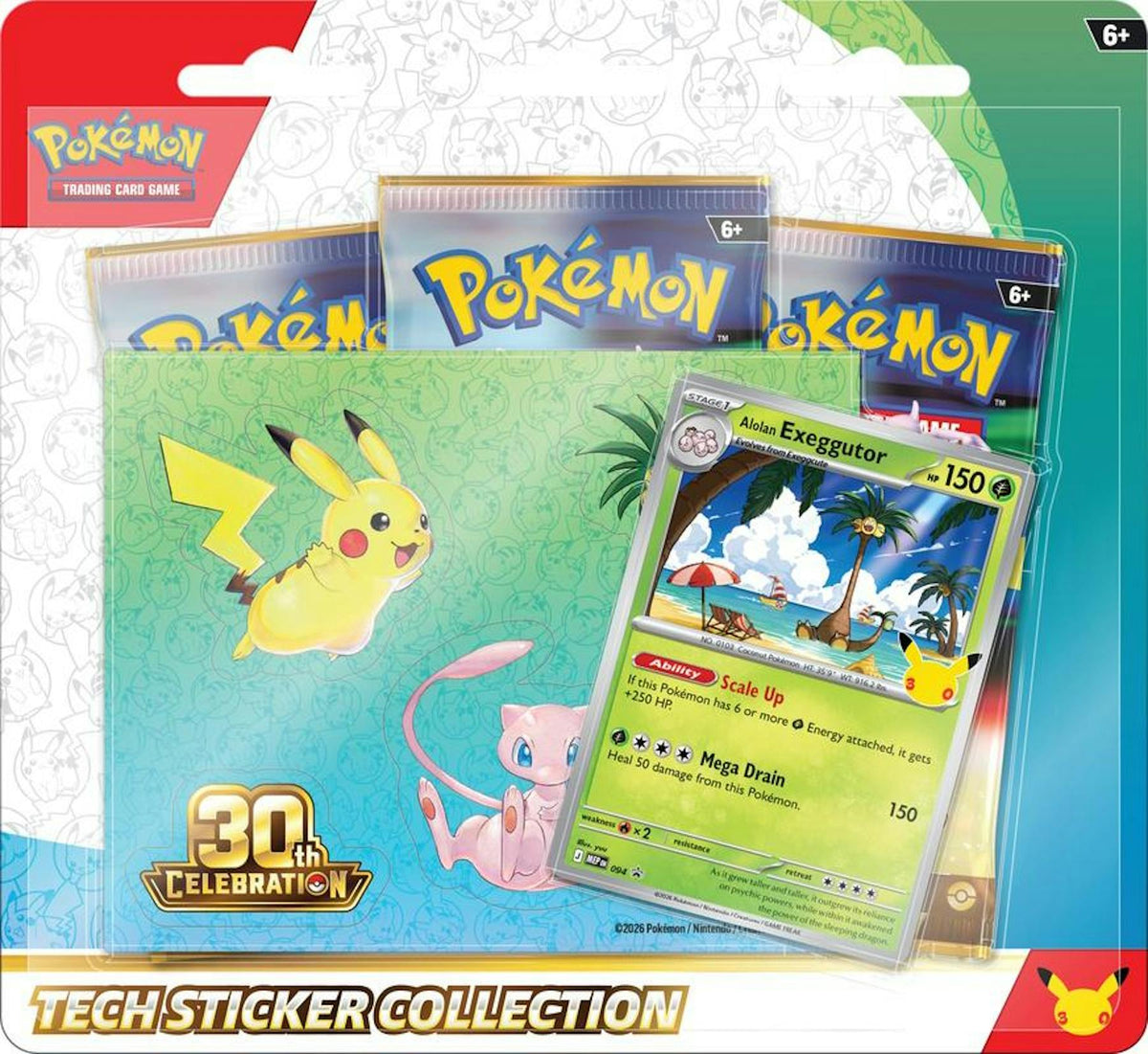 Pokemon 30th Celebration Tech Sticker Collection Blister - Alolan Exeggutor