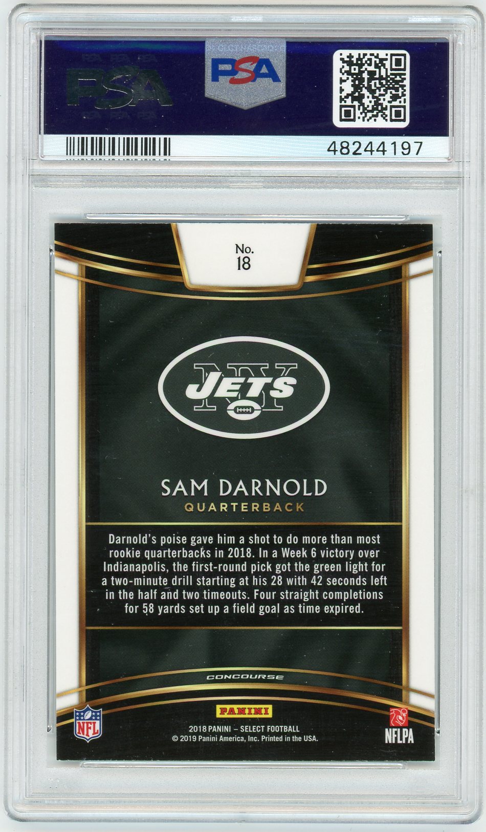 2018 Panini Select Sam Darnold #18 PSA 9