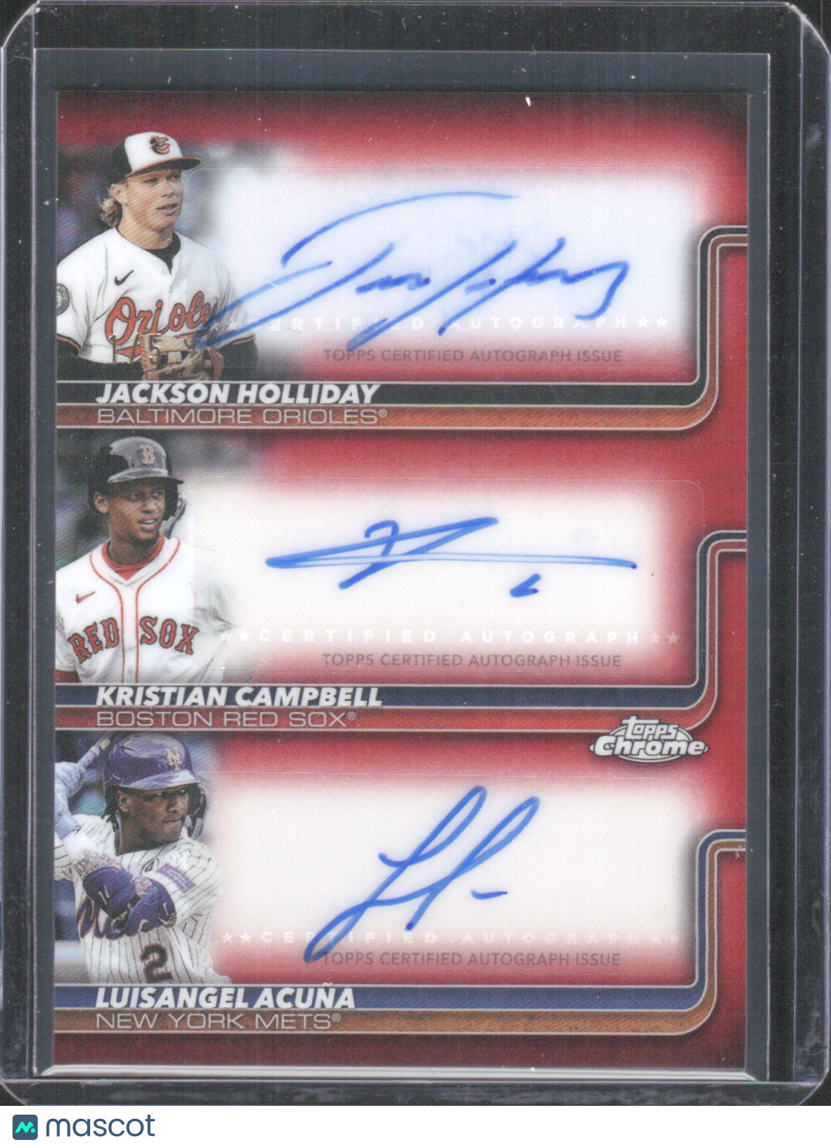 2025 Topps Chrome Update Campbell Holliday Acuna #TA-HCA Triple Auto 1/5
