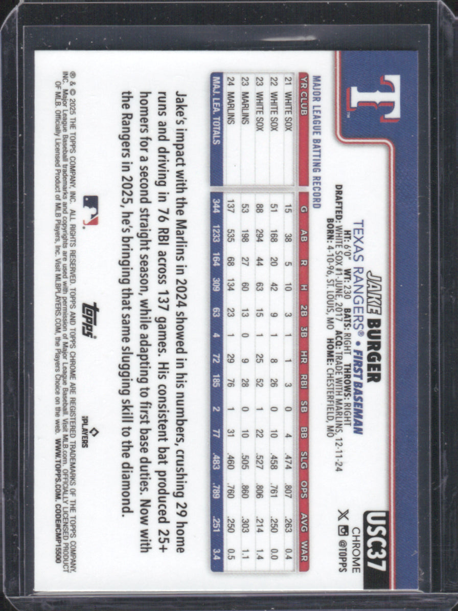 2025 Topps Chrome Update Series Jake Burger #USC37 Prism Refractor