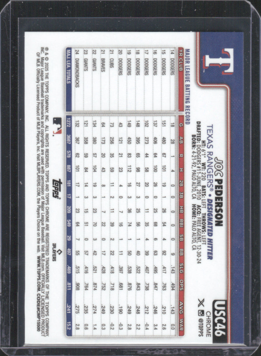 2025 Topps Chrome Update Series Joc Pederson #USC46 Purple Refractor 205/250